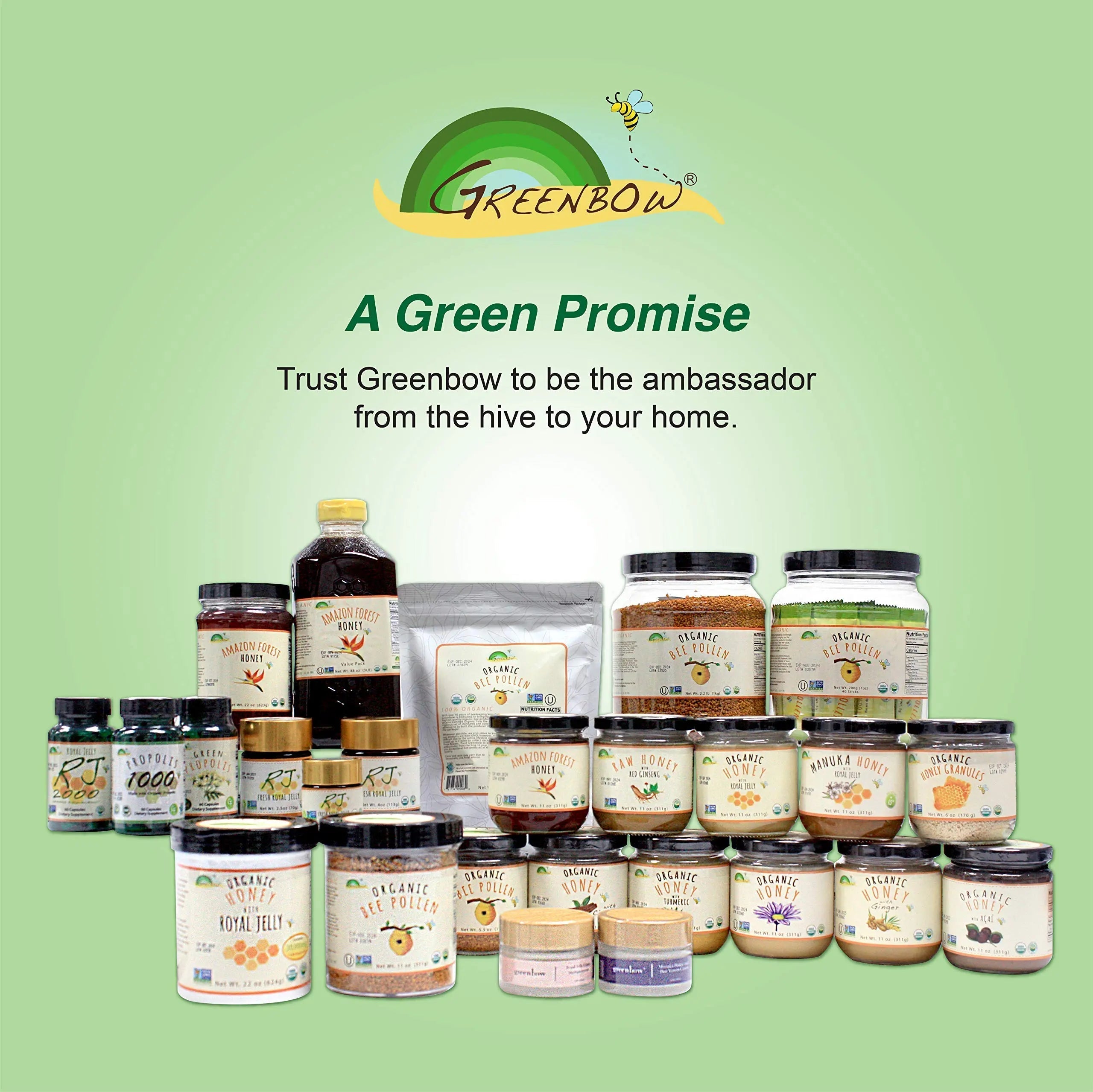 Greenbow Organic Bee Pollen - 100% USDA Certified Organic, Non-GMO, Halal, Kosher Certified, Pure & Natural Bee Pollen Greenbow uk supplements