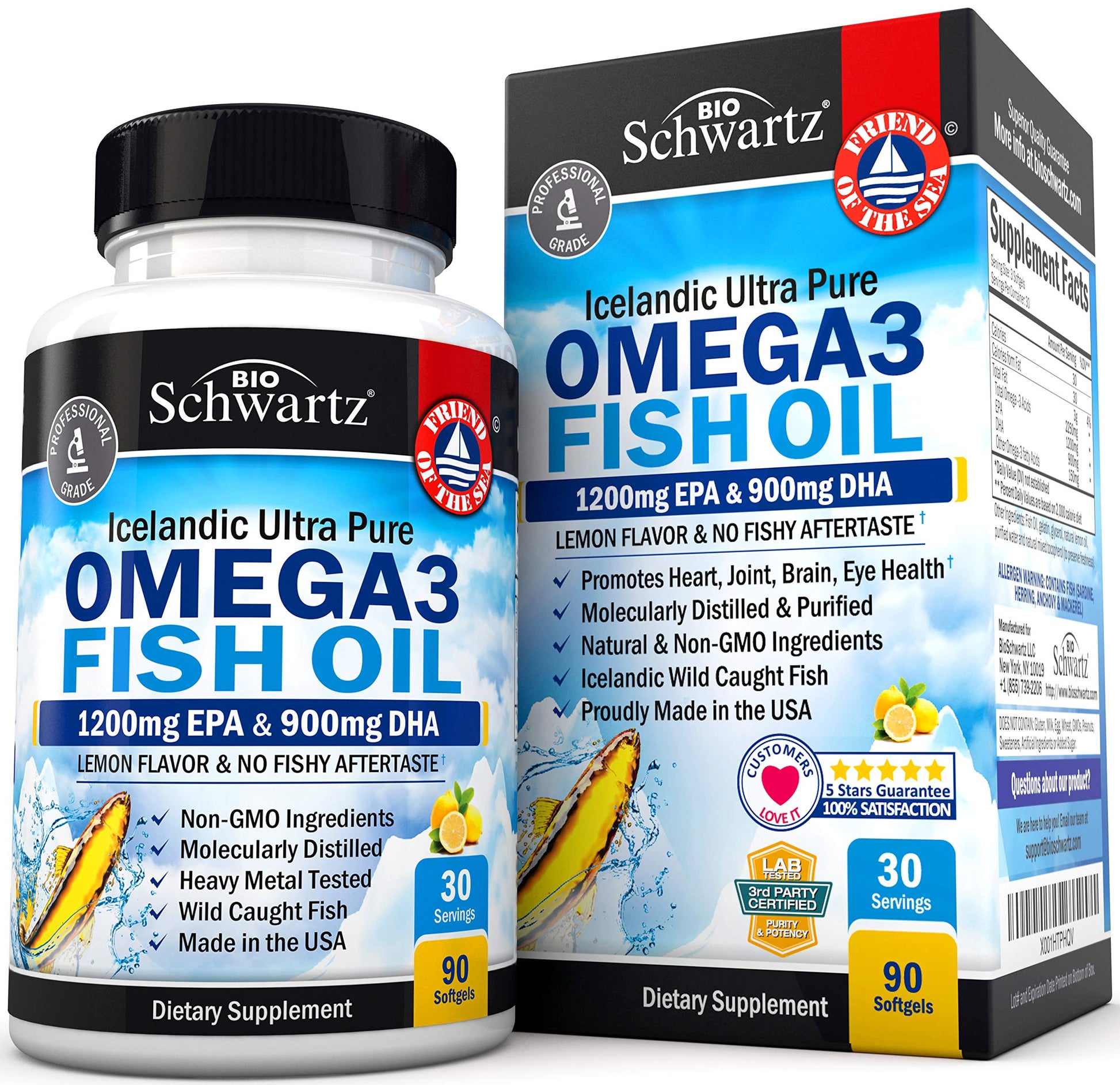 Omega 3 Fish Oil Supplement - 1200mg EPA and 900mg DHA Fatty Acid Per Serving BioSchwartz uk supplements