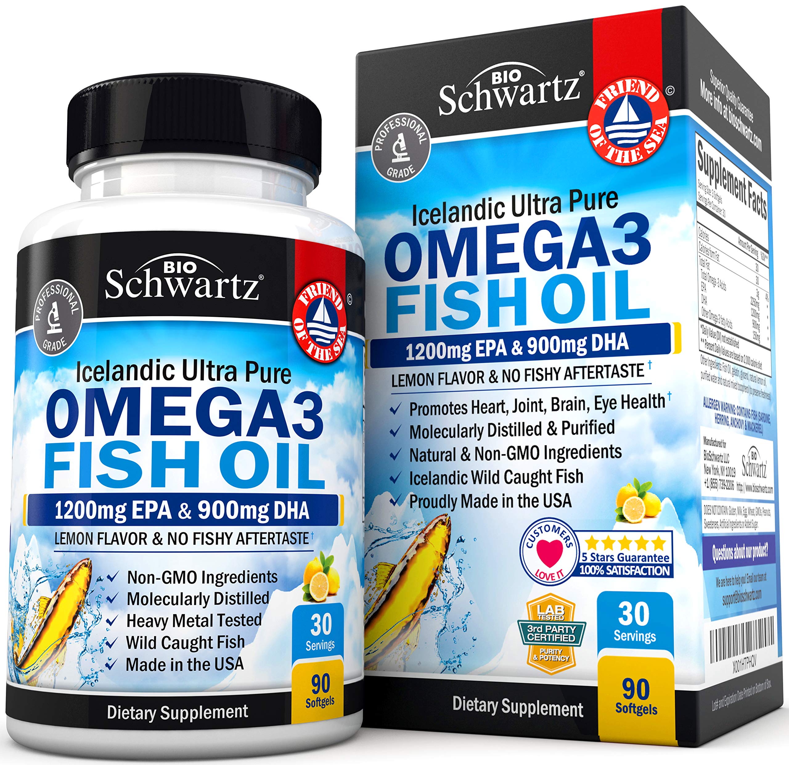 Omega 3 Fish Oil Supplement - 1200mg EPA and 900mg DHA Fatty Acid Per Serving BioSchwartz uk supplements