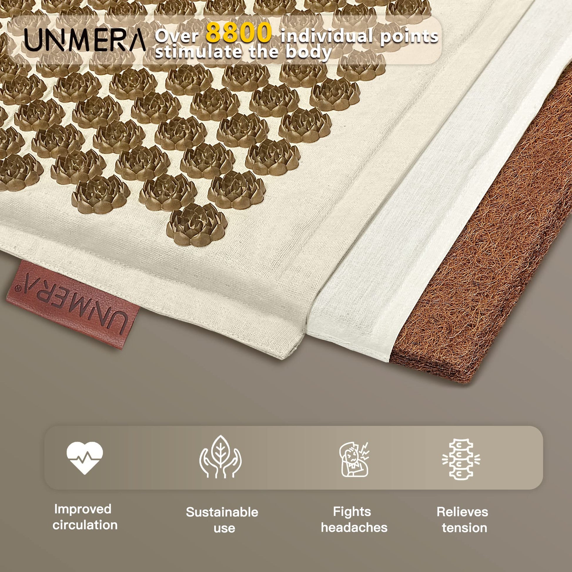 UNMERA Acupressure Mat and Pillow Set,Natural Premium Linen & Coconut Fiber Filling UNMERA uk supplements