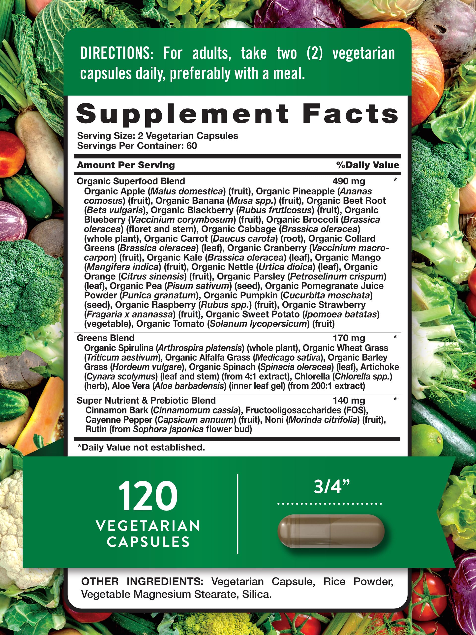 Nature's Truth Fruit and Veggies Supplement | 120 Vegetarian Capsules | 20+ Fruits & Vegetables | Vegetarian, Non-GMO, and Gluten Free Supplement Nature's Truth uk supplements