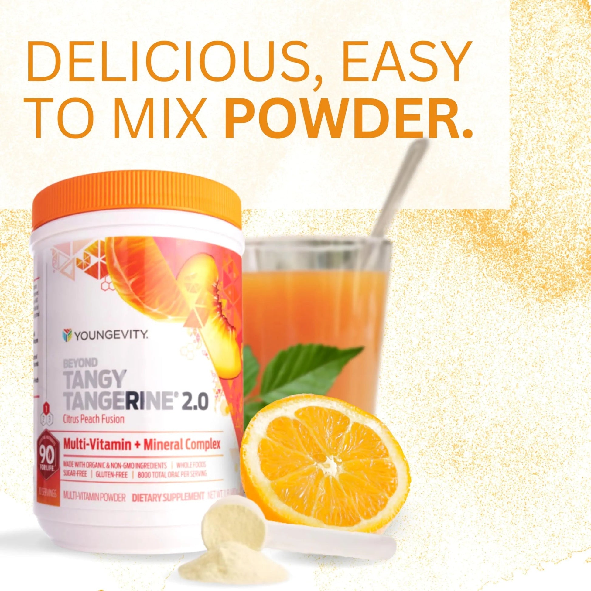 Youngevity Beyond Tangy Tangerine 2.0 Citrus Peach Ultimate Multi-Vitamin & Mineral Complex - Made with Natural & Whole Foods | 8,000 ORAC | 2 Canisters Youngevity uk supplements