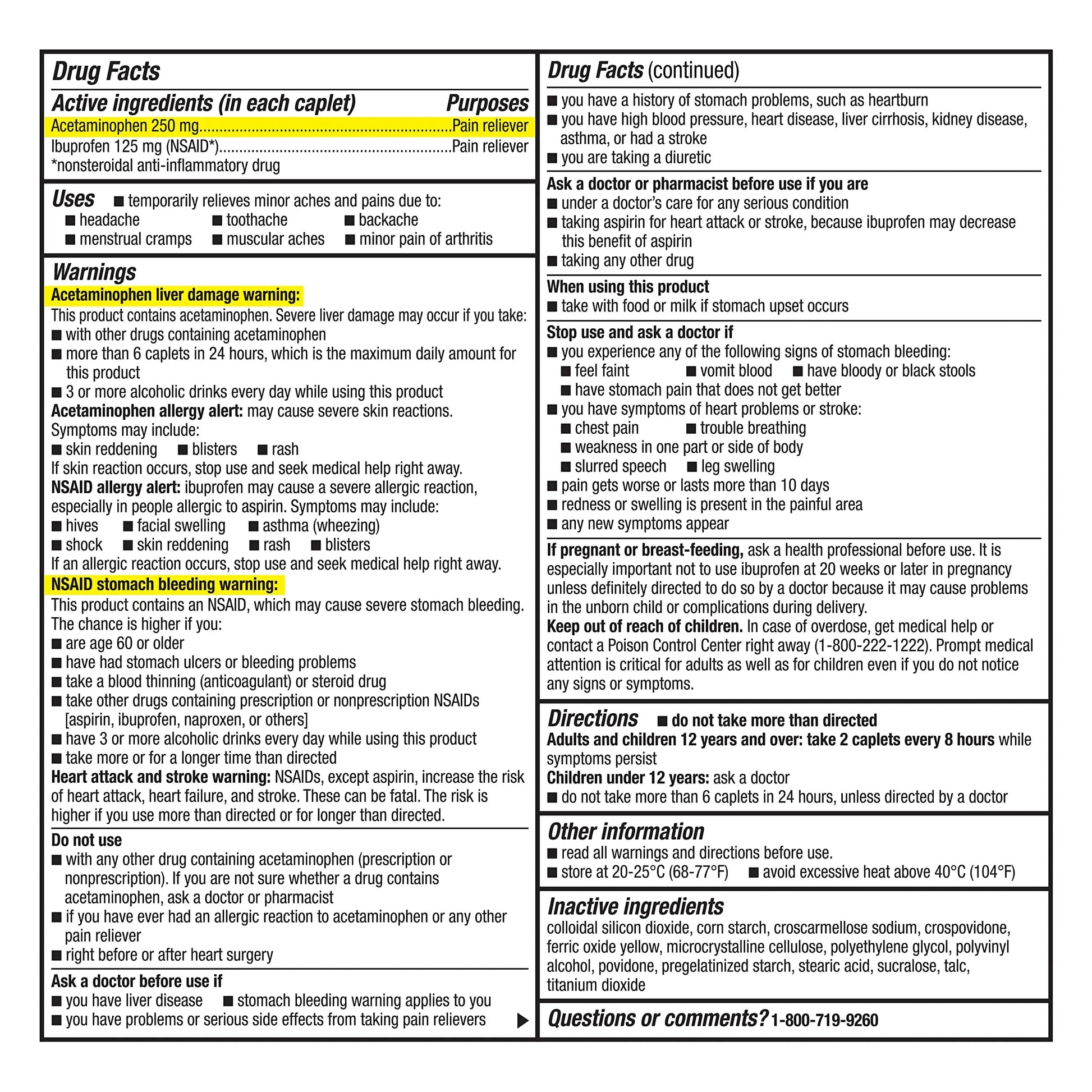 GoodSense Dual Action Acetaminophen 250 mg and Ibuprofen (NSAID) 125 mg Tablets, Pain Reliever for Headache Relief, Arthritis Pain Relief and More, 144 Count GoodSense uk supplements