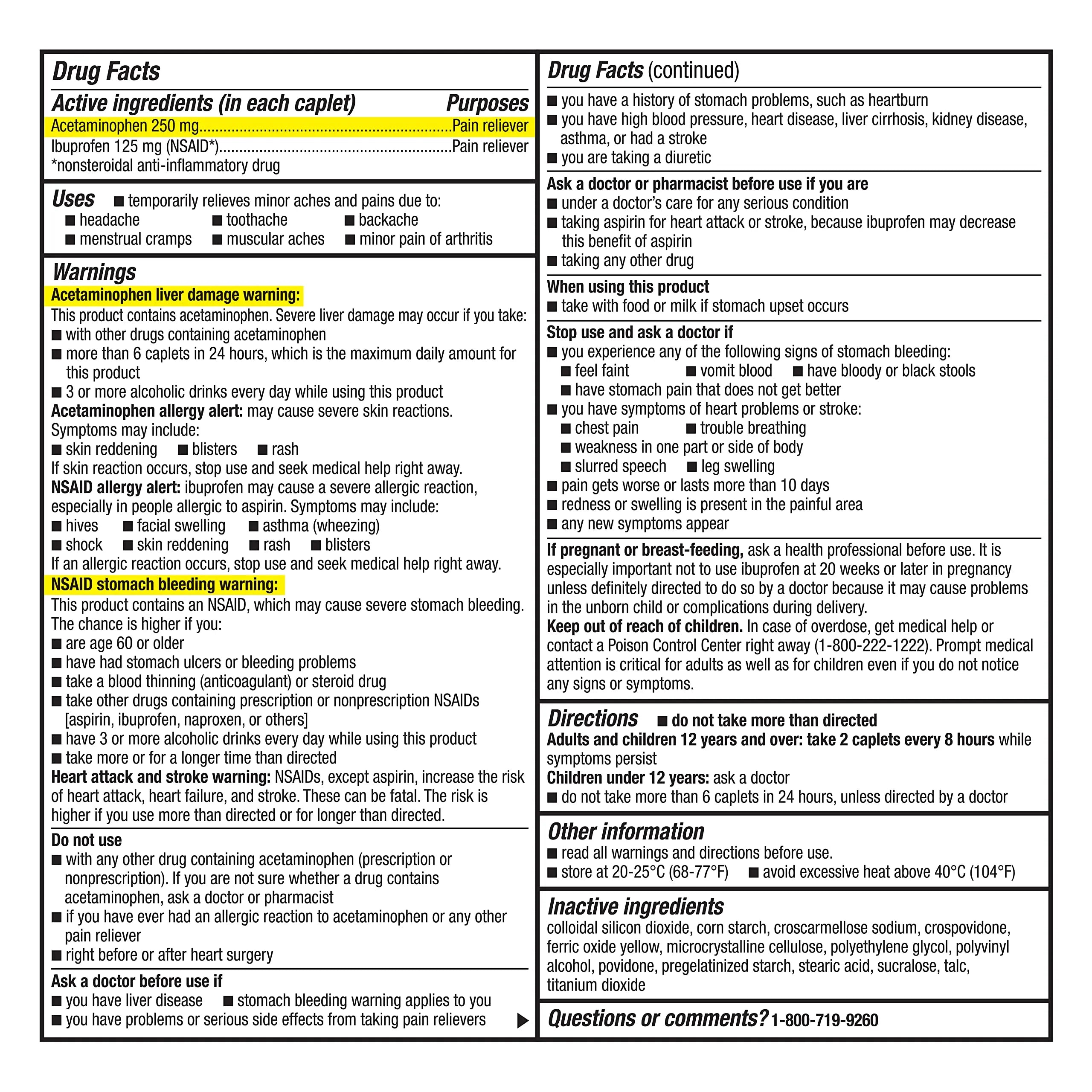 GoodSense Dual Action Acetaminophen 250 mg and Ibuprofen (NSAID) 125 mg Tablets, Pain Reliever for Headache Relief, Arthritis Pain Relief and More, 144 Count GoodSense uk supplements