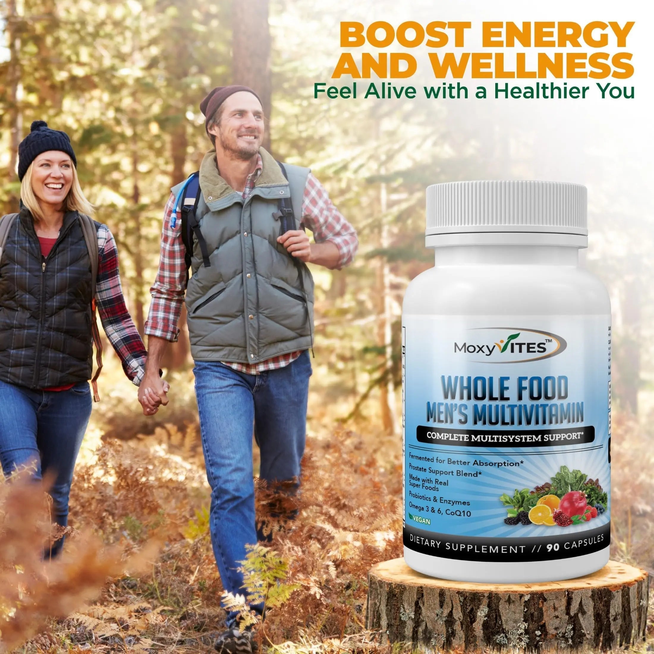 Methylated Mens Multivitamins - Daily Mens Vitamins with 44 Organic Whole Food - Multivitamin for Men with Iron & Fermented Nutrients MoxyVites uk supplements