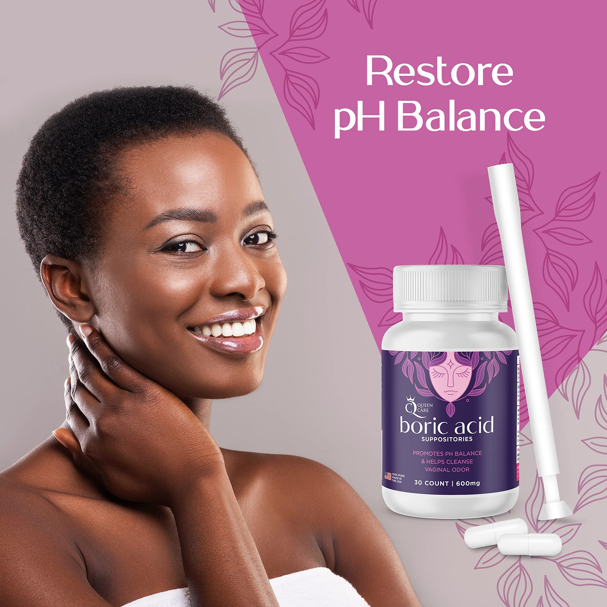 Queen Care - Boric Acid Suppositories & Applicators, Complete Feminine Care, PH Balance for Women Queen Care uk supplements