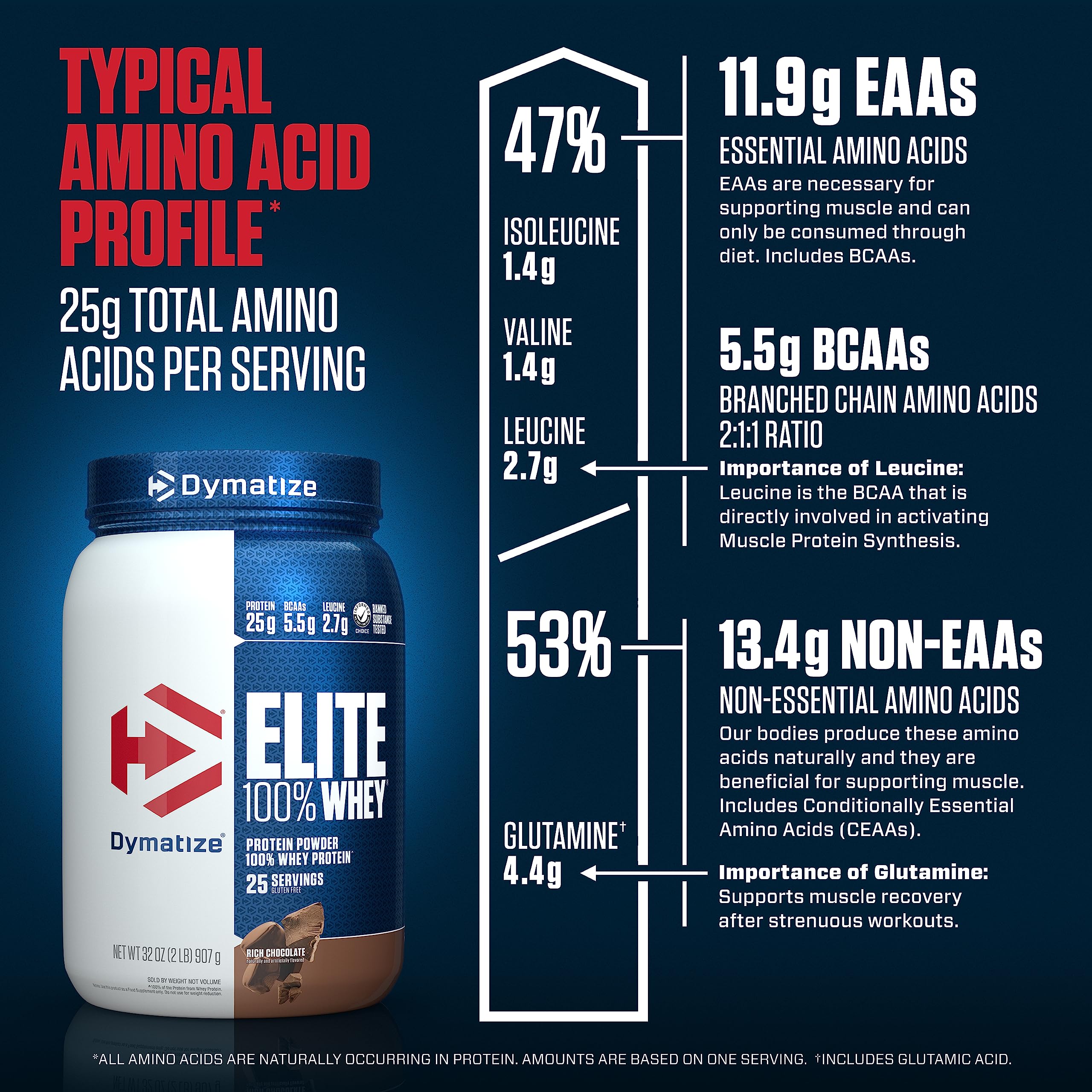 Dymatize Elite 100% Whey Protein Powder, 25g Protein, 5.5g BCAAs & 2.7g L-Leucine Dymatize uk supplements