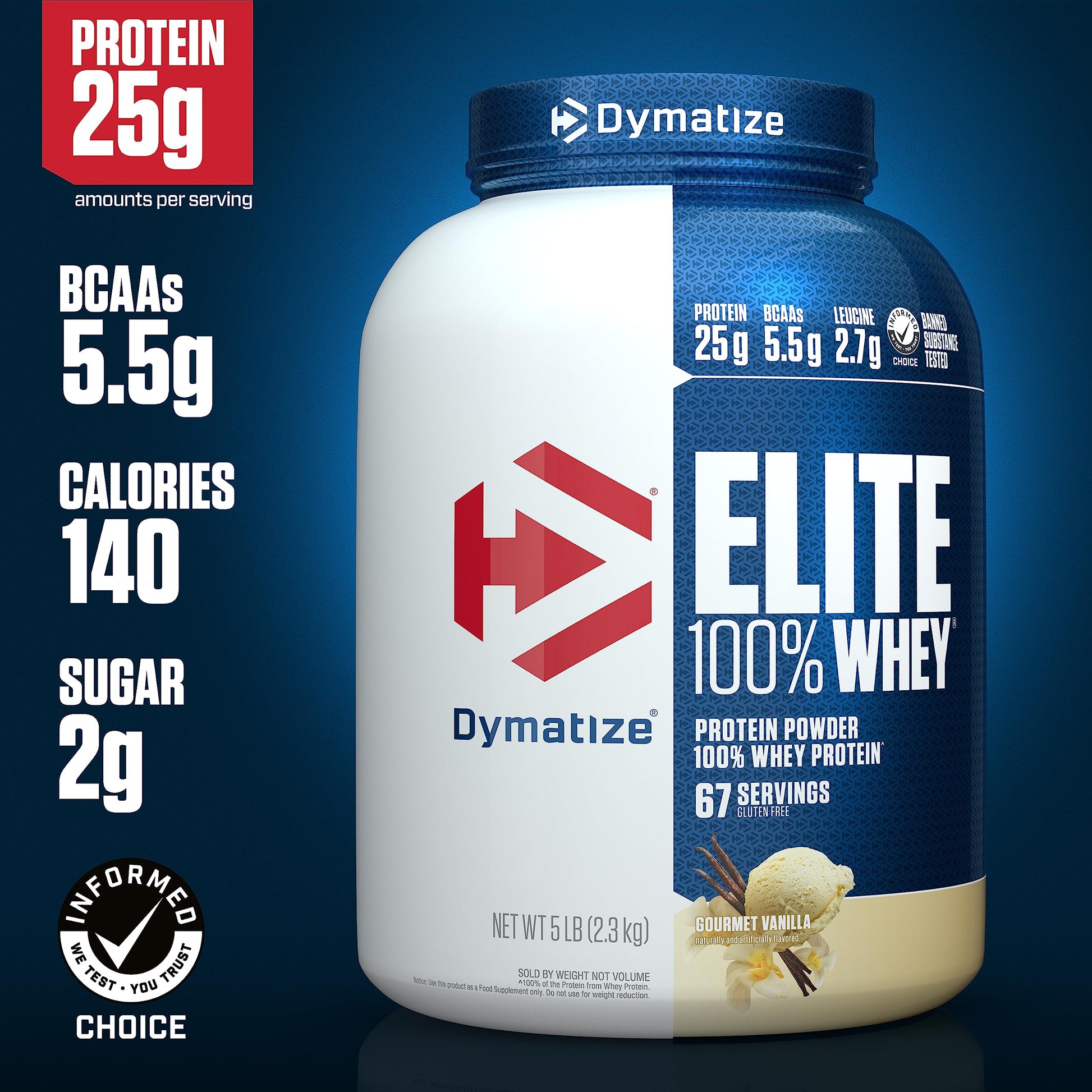 Dymatize Elite 100% Whey Protein Powder, 25g Protein, 5.5g BCAAs & 2.7g L-Leucine Dymatize uk supplements