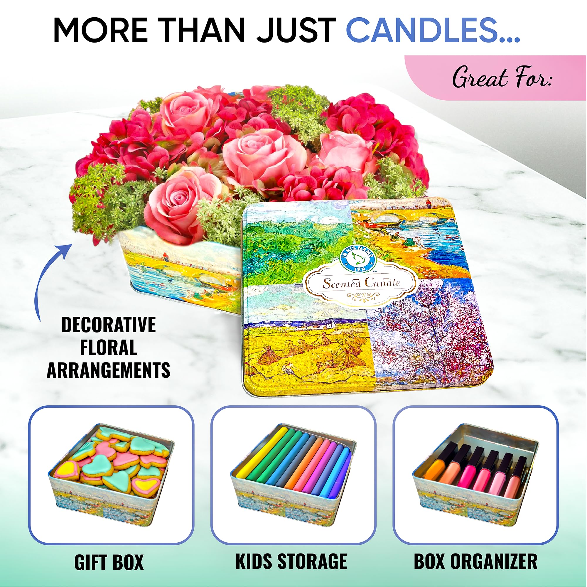 Scented Candles Gift for Women, 4 Pack, Reusable Tin Box, Luxury Candles for Home In His Name uk supplements