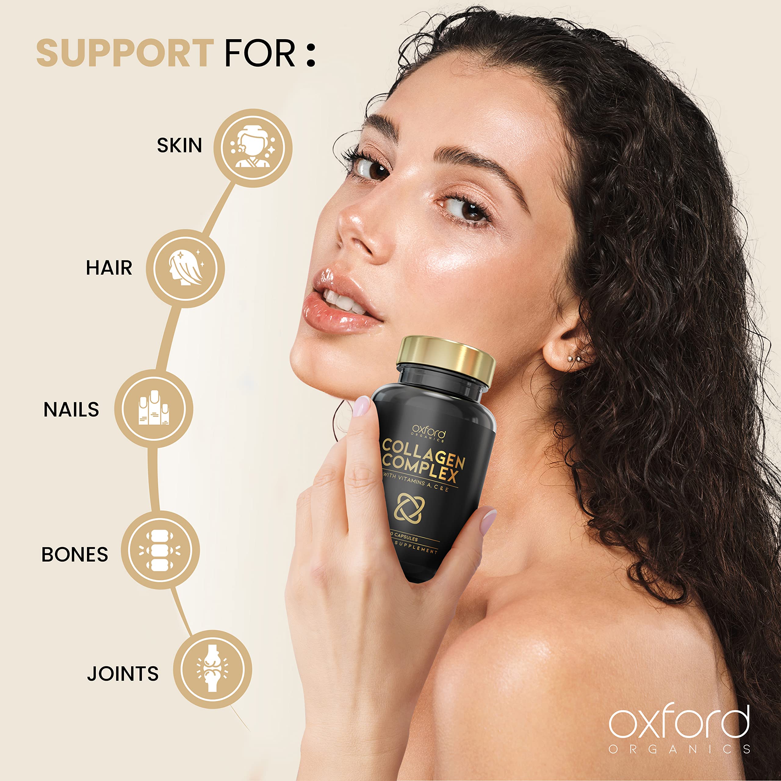 Advanced Collagen Complex | 1593mg Vitamin Boosted Complex for Glowing Hair, Skin & Nails Oxford Organics uk supplements
