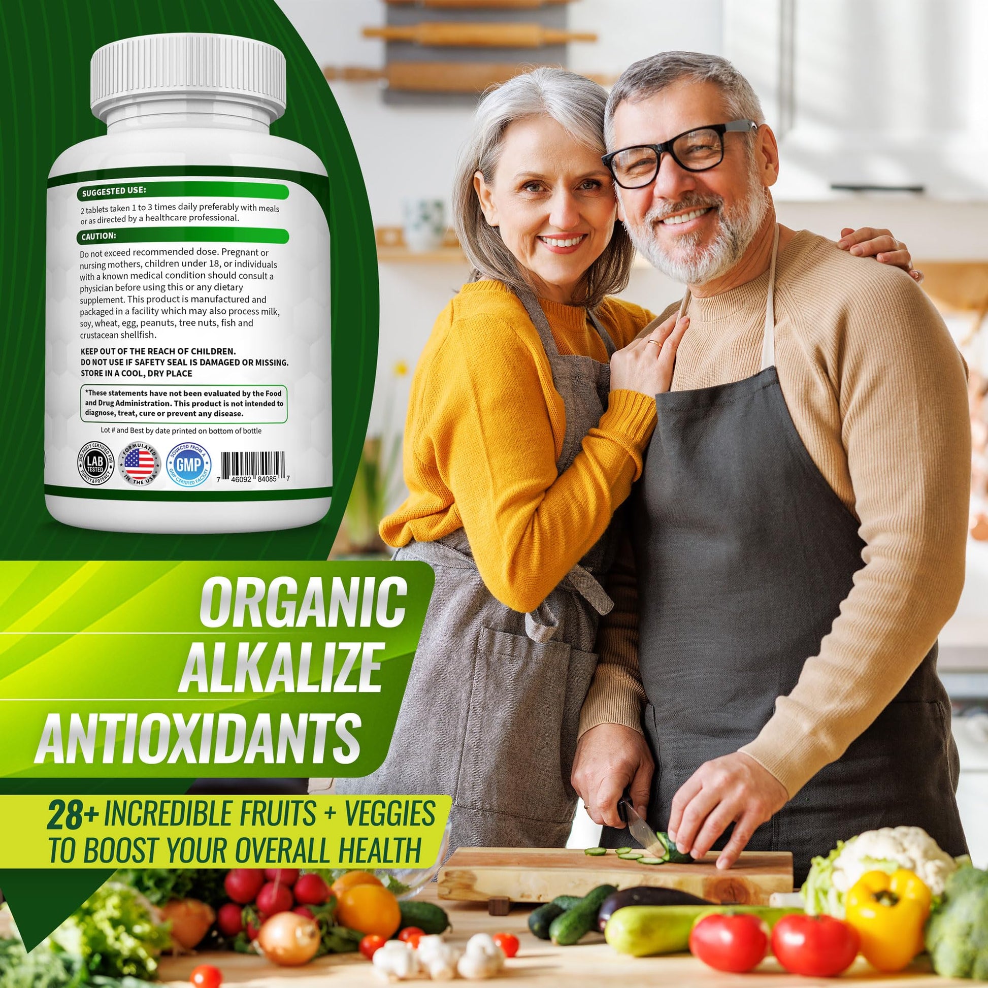 Organic Super Greens Capsules Superfood Fruit Veggie Supplement - 28 Powerful Natural Toplux uk supplements