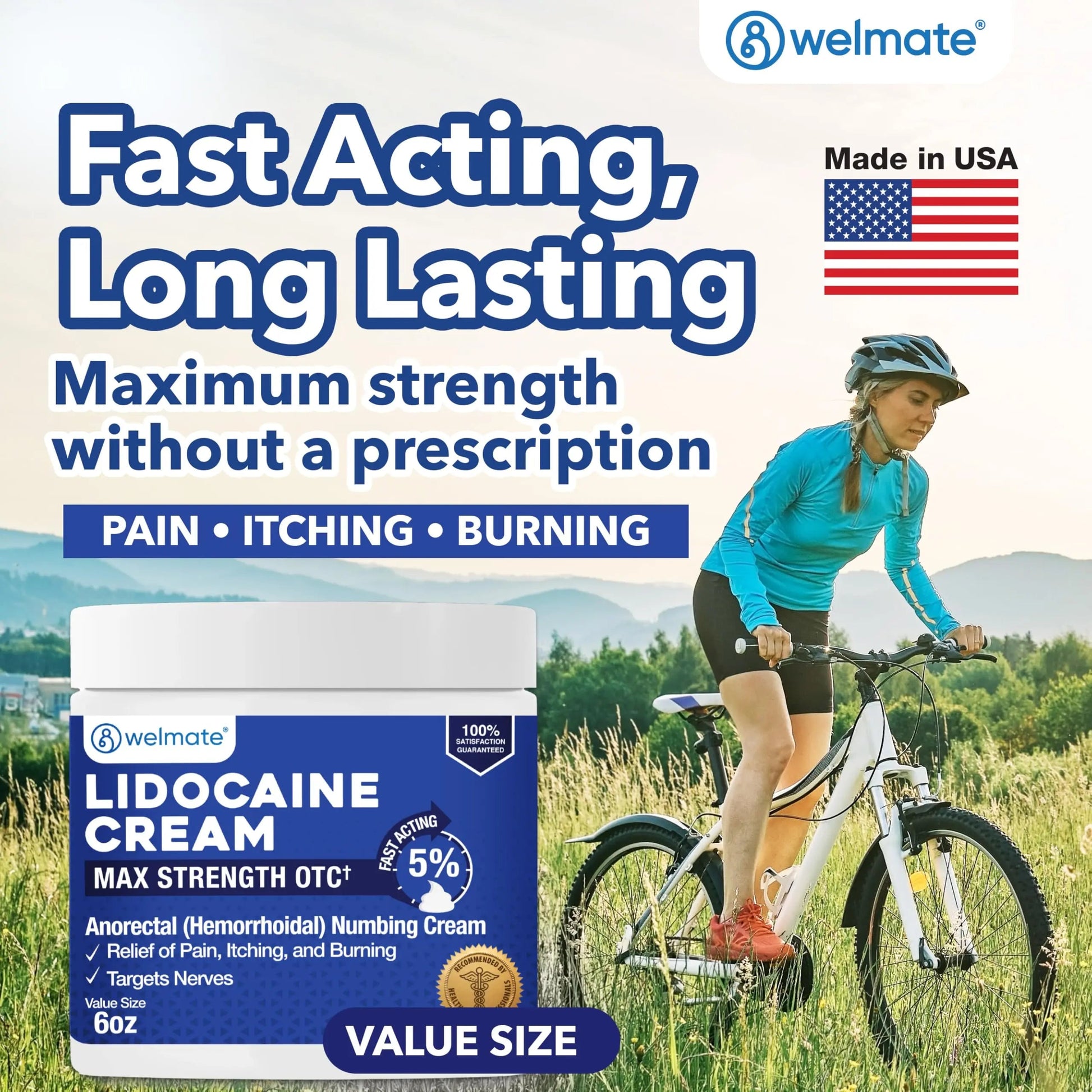 WELMATE 5% Lidocaine Cream for Hemorrhoids, 6 oz Jar – Fast-Acting Lidocaine Numbing Cream & Topical Analgesic Cream for Anorectal Itch Relief WELMATE uk supplements