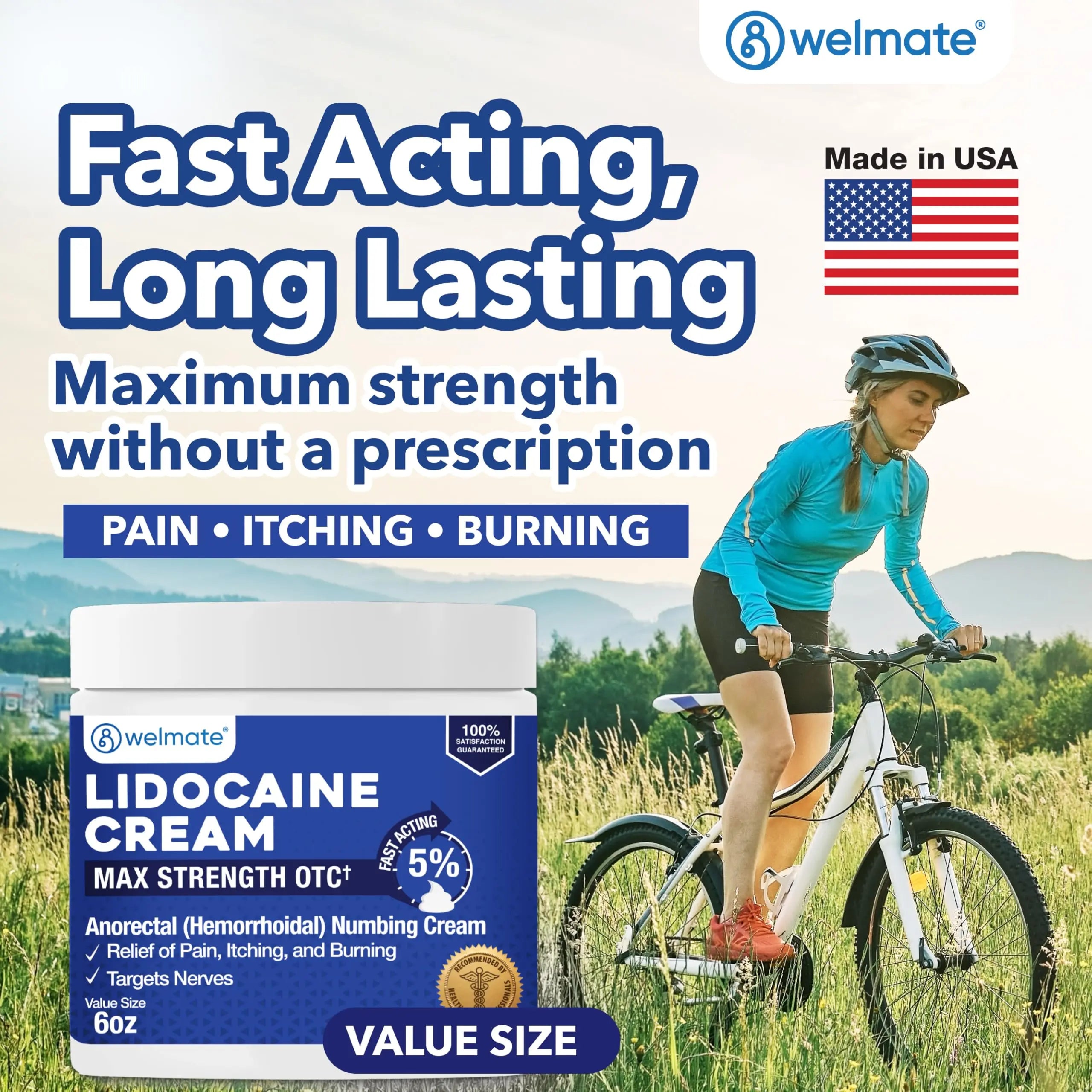 WELMATE 5% Lidocaine Cream for Hemorrhoids, 6 oz Jar – Fast-Acting Lidocaine Numbing Cream & Topical Analgesic Cream for Anorectal Itch Relief WELMATE uk supplements