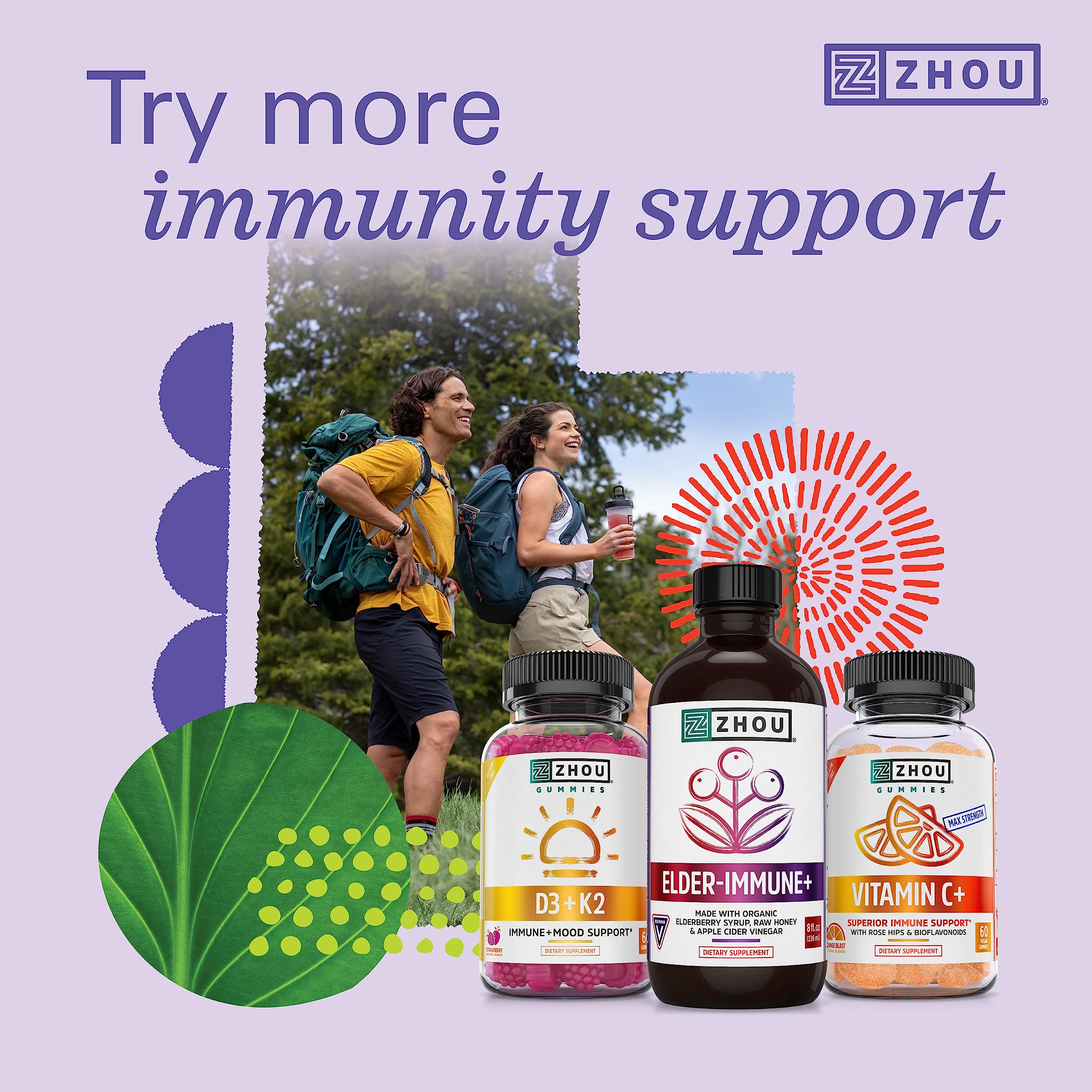Zhou Nutrition Elder-Mune Sambucus Elderberry Gummies with Zinc and Vitamin C Zhou Nutrition uk supplements