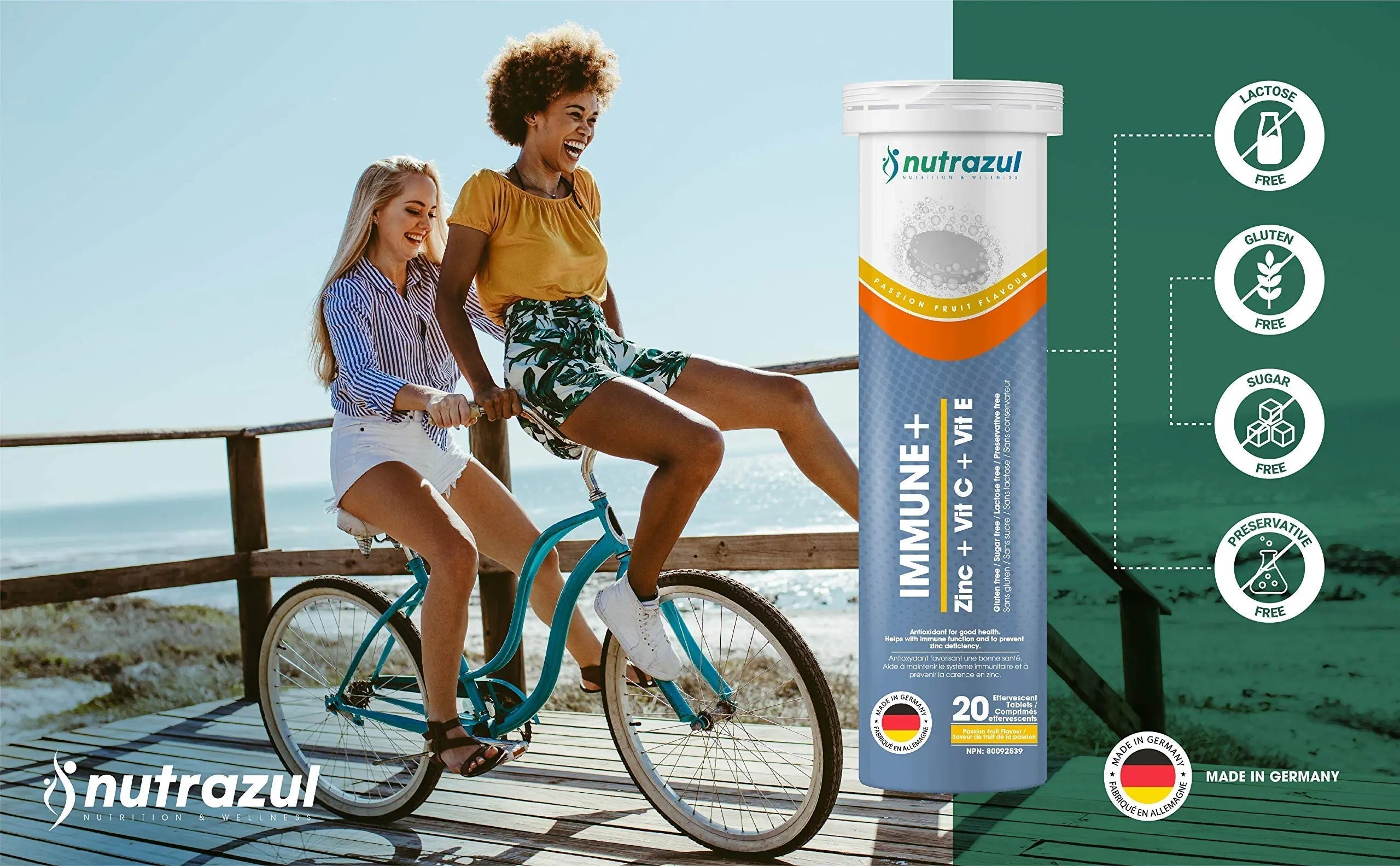 nutrazul Immune+ Effervescent Tablets | Vitamin C and Zinc with Vitamin E | 20 Tablets | Immune Support for Adults & Kids nutrazul uk supplements