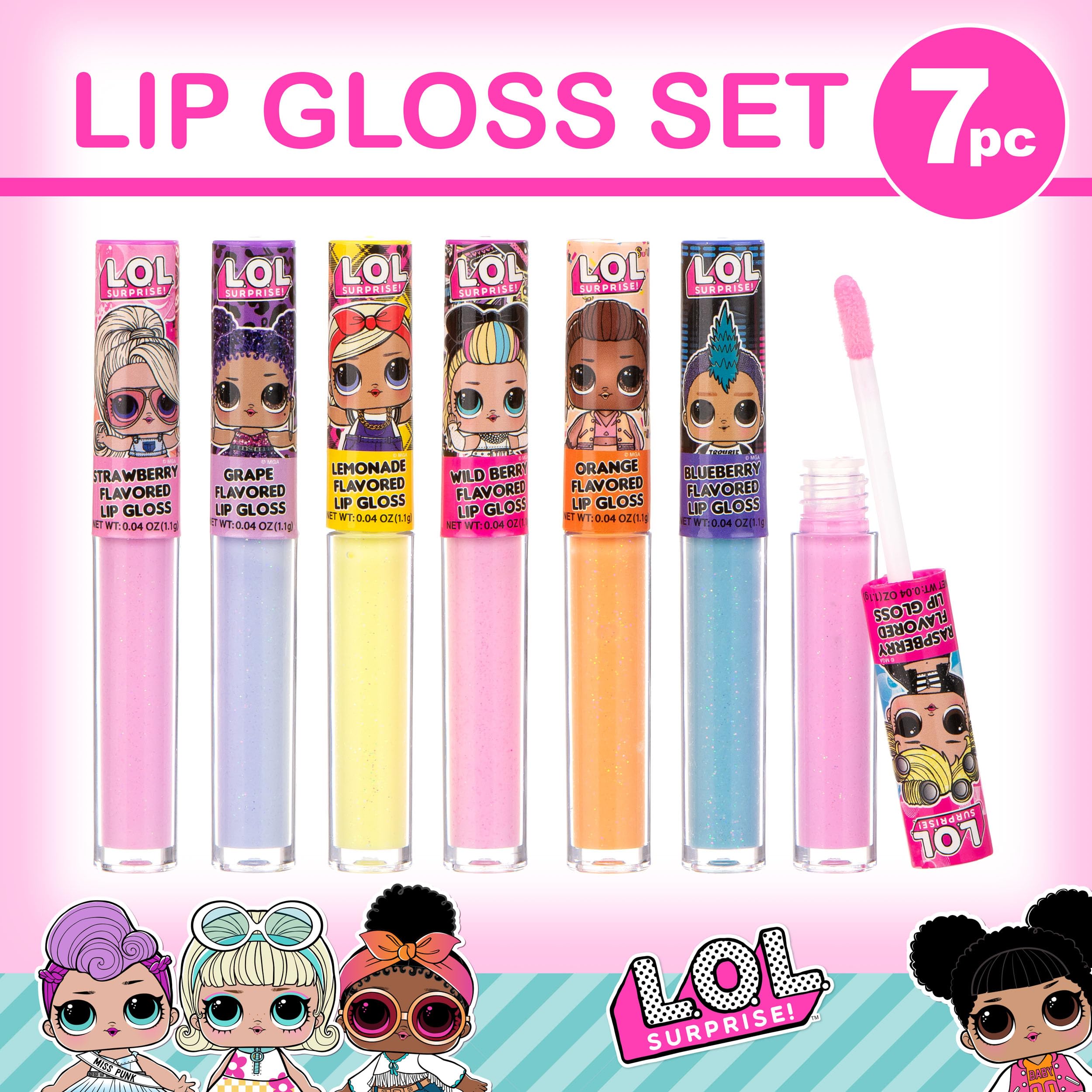 L.O.L Surprise 7-Pack Lip Gloss for Girls, Lol Lip Gloss L.O.L. Surprise! uk supplements