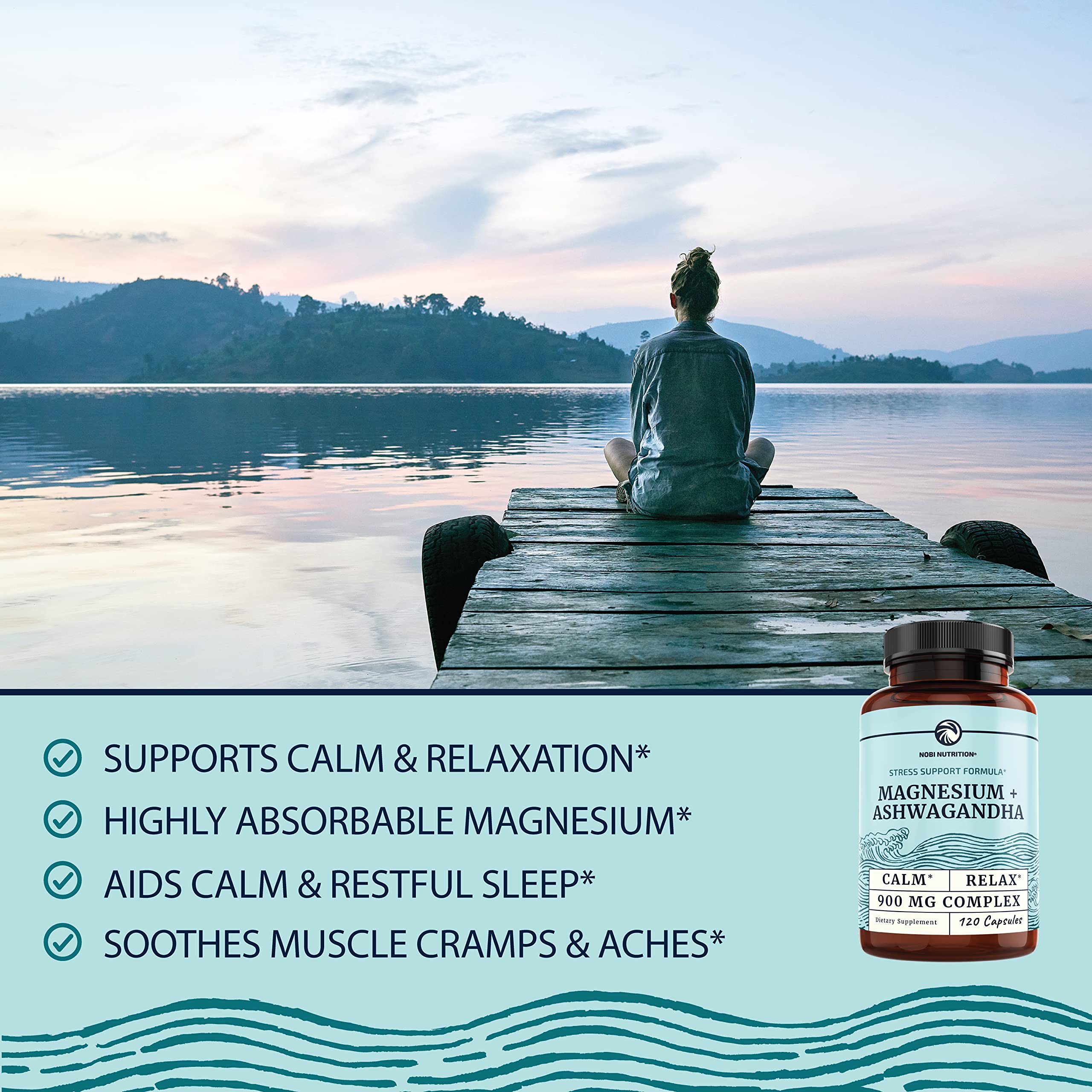 Magnesium Ashwagandha | Calming Magnesium Supplement for Adults | Relax, Rest Nobi Nutrition uk supplements