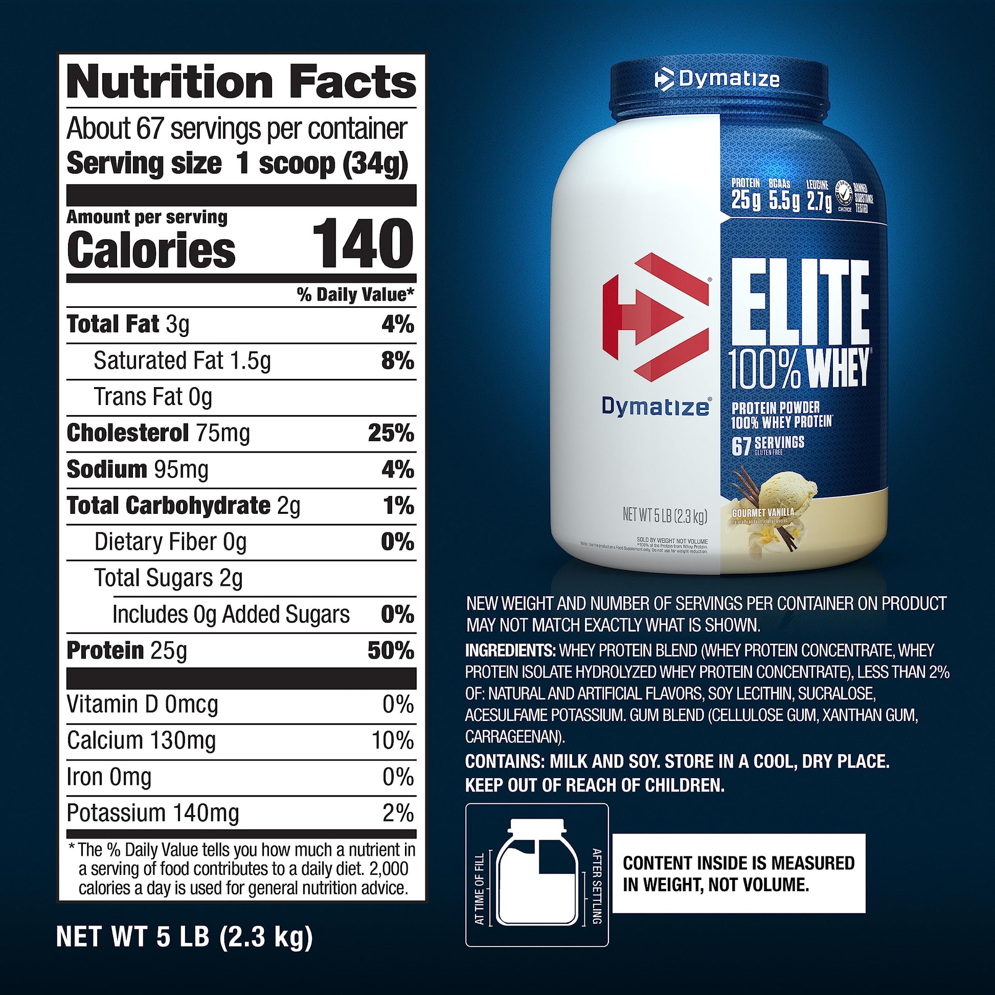 Dymatize Elite 100% Whey Protein Powder, 25g Protein, 5.5g BCAAs & 2.7g L-Leucine Dymatize uk supplements