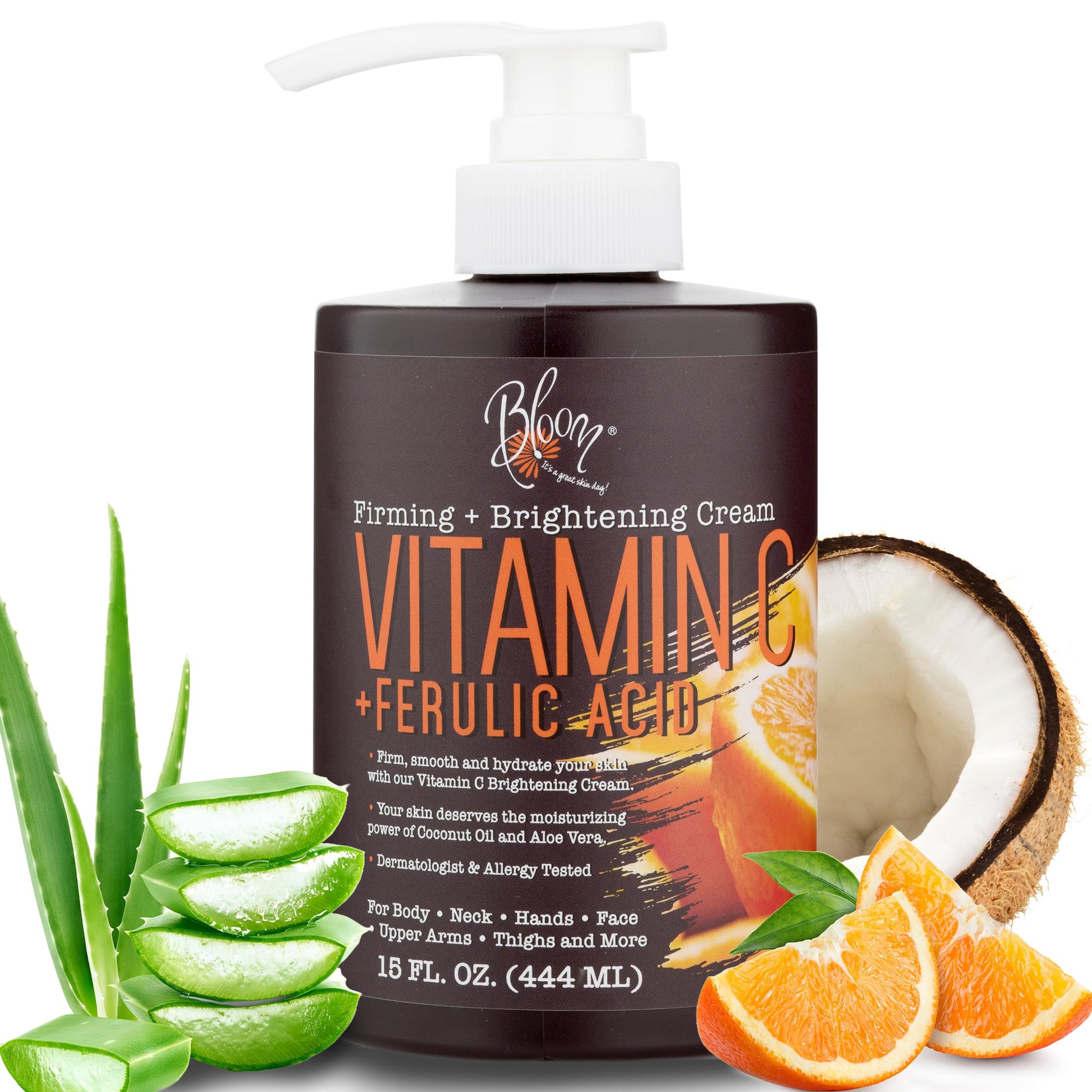 BLOOM Vitamin C Cream Body Lotion & Face Moisturizer W/Coconut Oil | Natural Skin Care BLOOM IT'S A GREAT SKIN DAY! uk supplements
