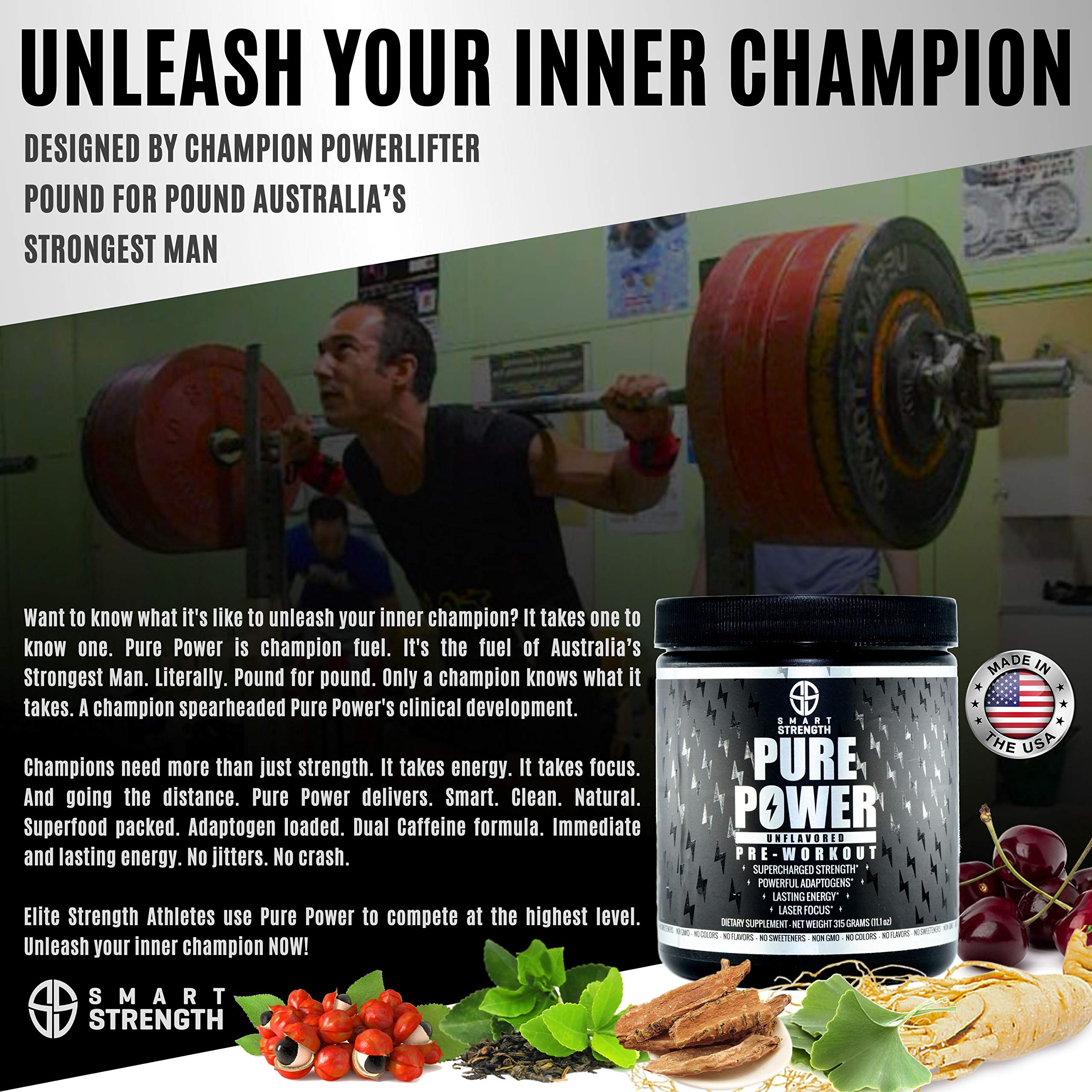 Pre Workout, Best All Natural PreWorkout Supplement. Pure Power, Healthy Pump, Clean SMART STRENGTH uk supplements