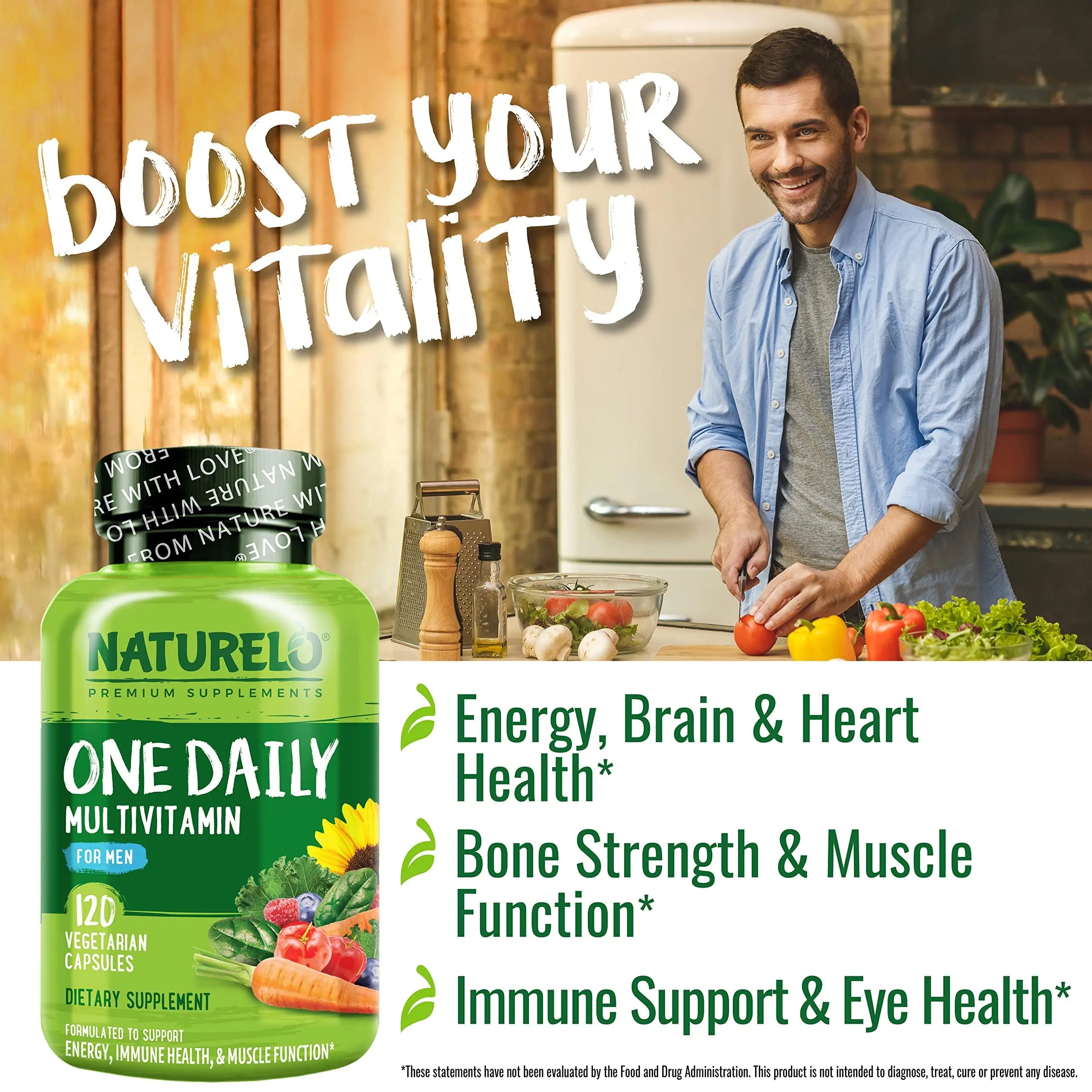 NATURELO One Daily Multivitamin for Men, 120 Vegetarian Capsules One Daily Multivitamin for Women NATURELO uk supplements