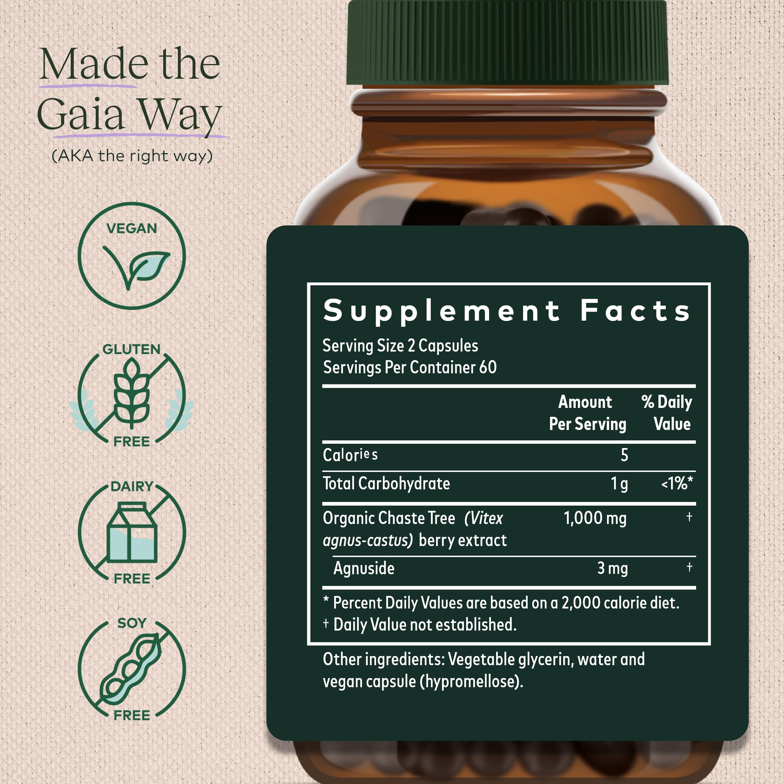 Gaia Herbs, Vitex Berry Vegan Liquid Phyto Capsules - PMS Support Supplement, Chaste Tree berry Gaia Herbs uk supplements