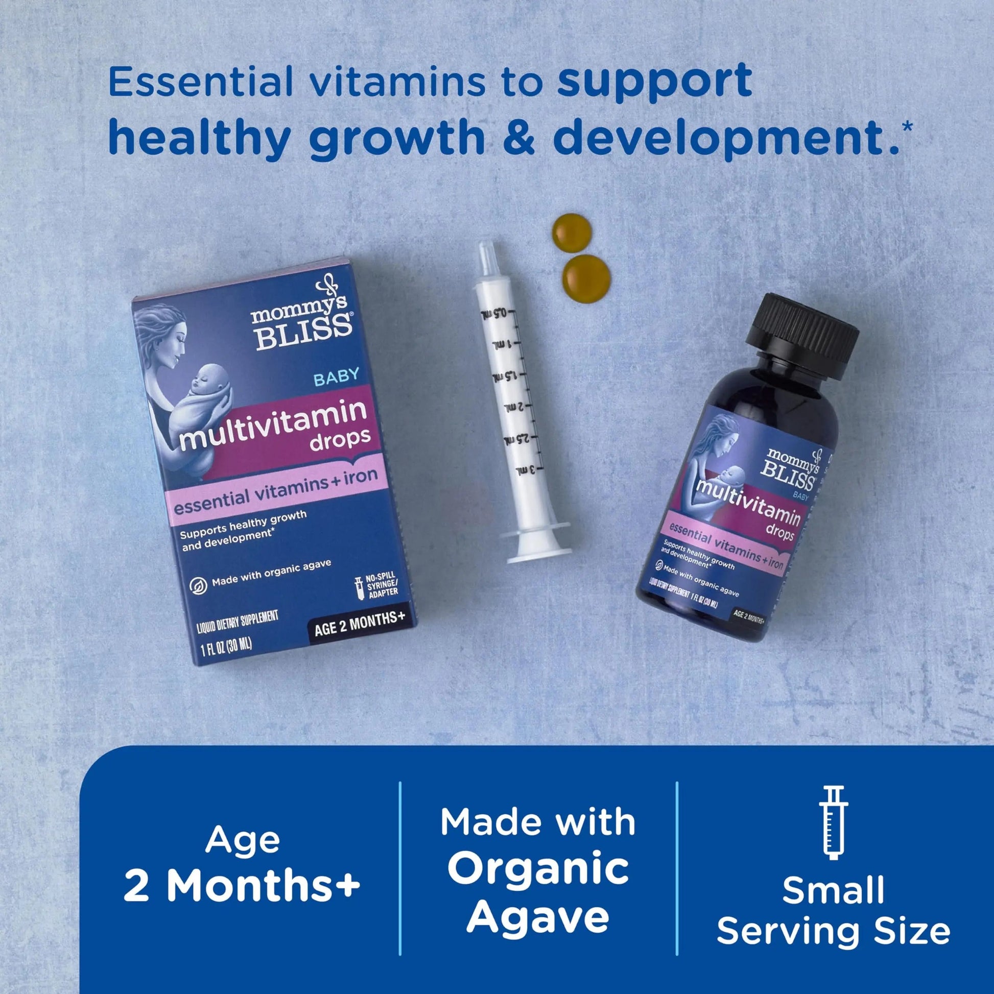 Mommy's Bliss Baby Multivitamin + Iron, Daily Essential Baby Vitamins for Immune Support, Healthy Growth & Bone Development, Age 2 Months+, 30 ml Mommy's Bliss uk supplements