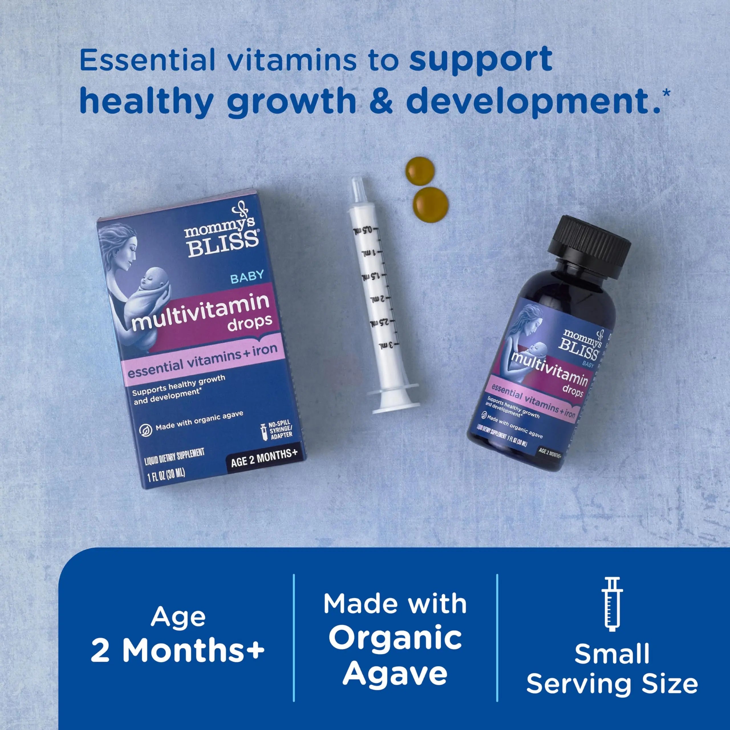 Mommy's Bliss Baby Multivitamin + Iron, Daily Essential Baby Vitamins for Immune Support, Healthy Growth & Bone Development, Age 2 Months+, 30 ml Mommy's Bliss uk supplements