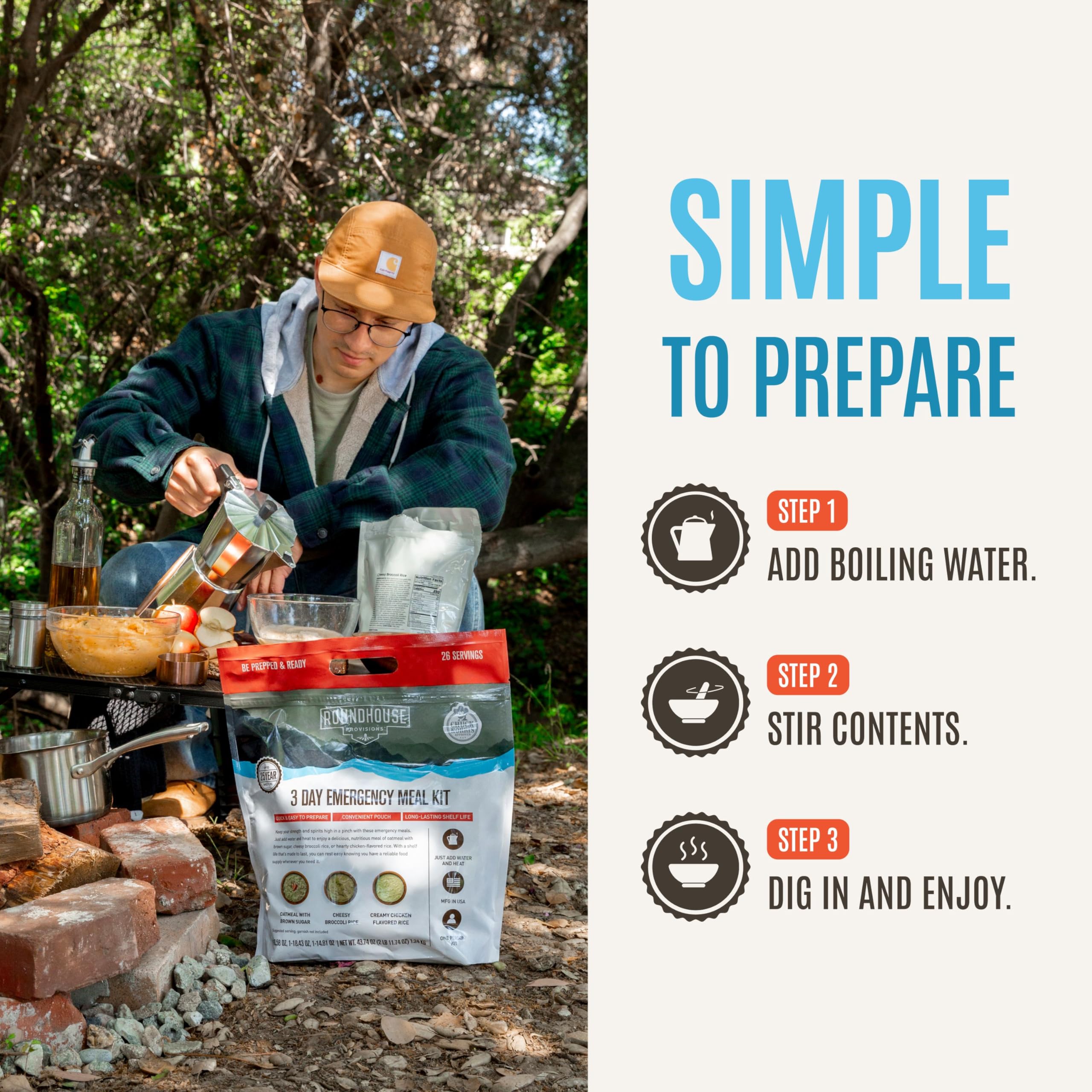 by Chuck Norris Roundhouse Provisions 3 Day, 26 servings Emergency Meal Kit, Grab-and-Go, Premade, Disaster Prep, Hiking, Survival, Adventure, Camping Food, 25 Year Shelf Life. ROUNDHOUSE PROVISION uk supplements