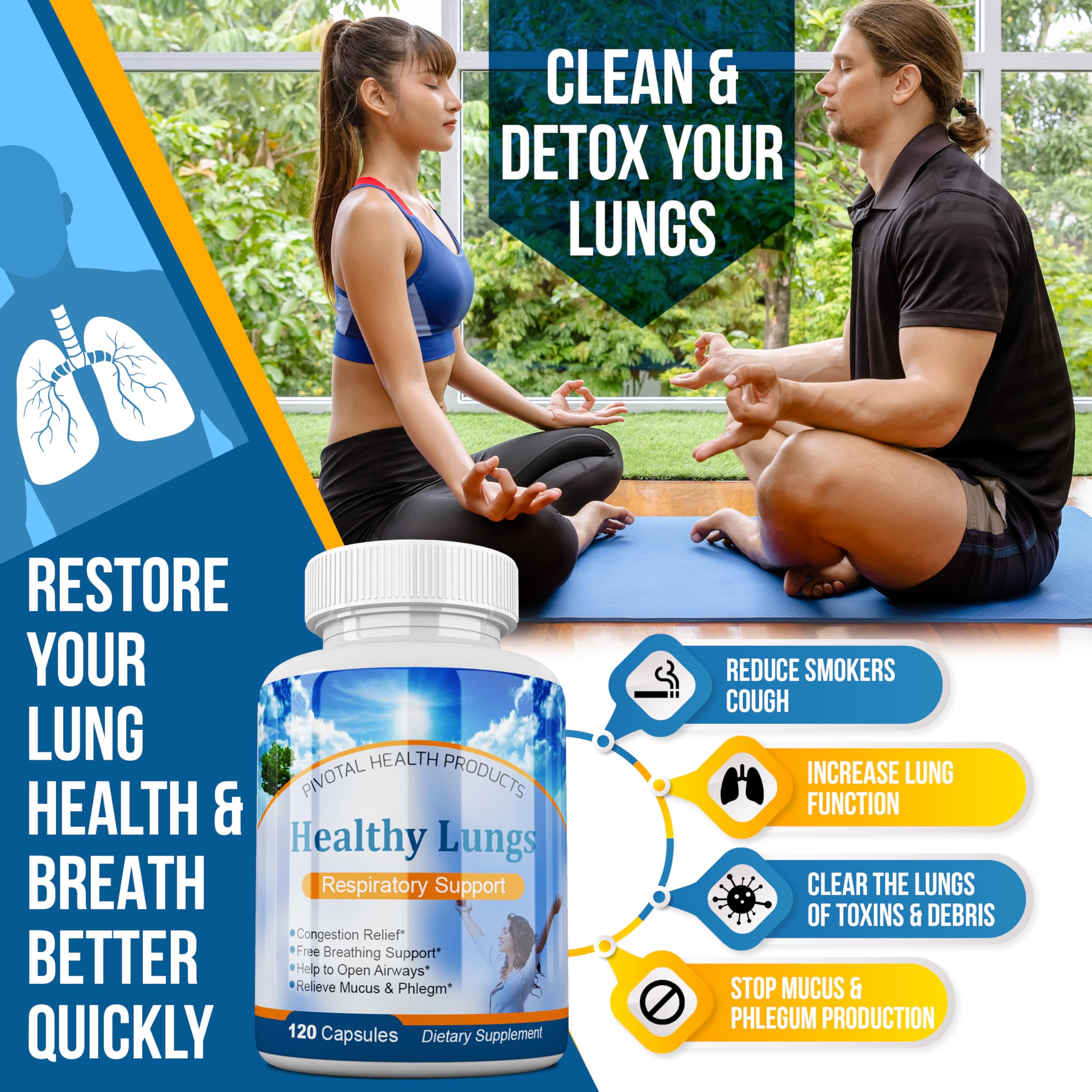 Healthy Lungs 120 Capsules - Improve Lung Function, Breathe Better, Stop Mucus, Phlegm and Allergies Quickly. Get Relief Fast with Healthy Lungs an All Natural Lung Health Supplement Serrasolv 360 uk supplements