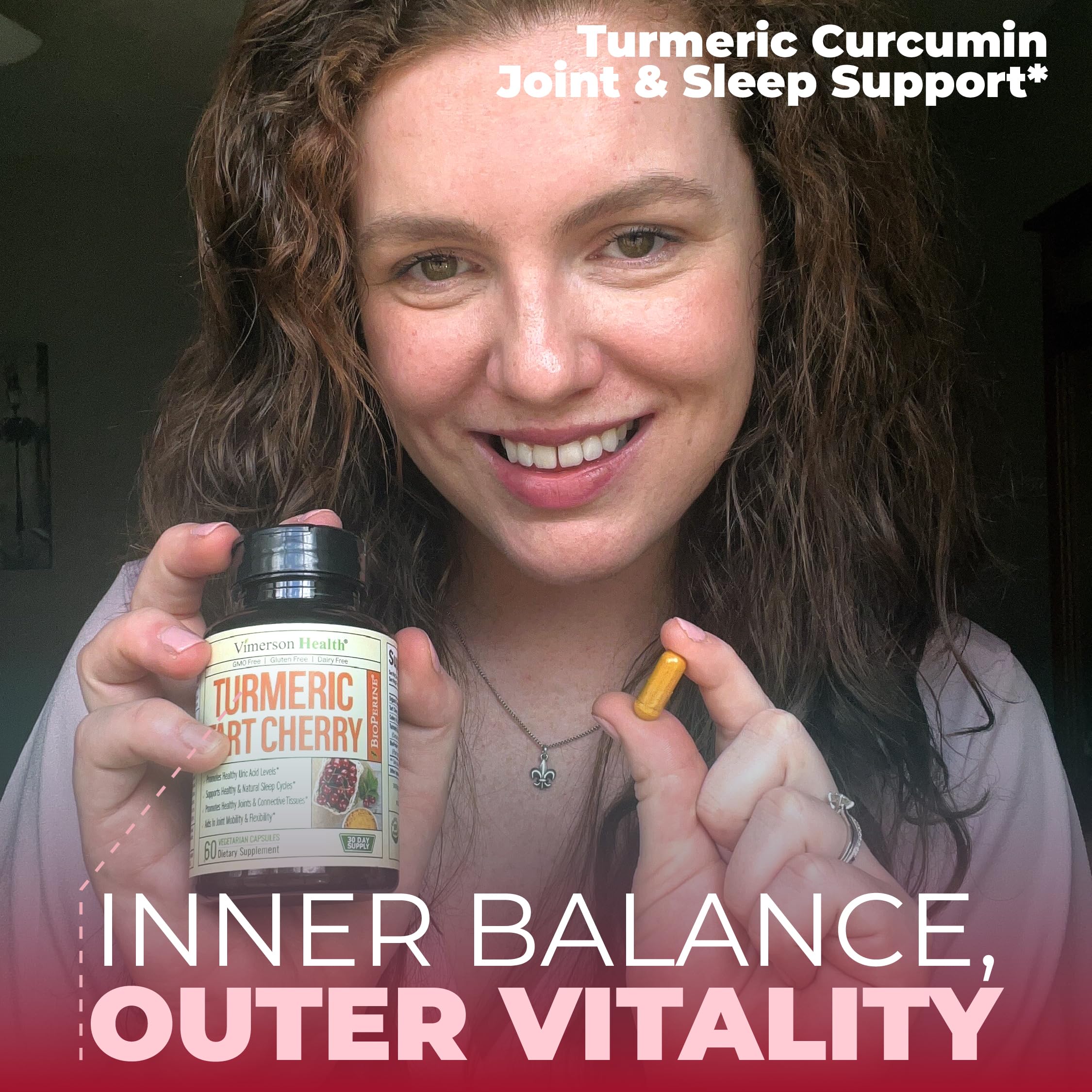Turmeric Curcumin Supplement with 10:1 Tart Cherry Extract & Celery Seed Extract – Natural Uric Acid Balance, Joint Health & Sleep Aid – Turmeric Curcumin with Black Pepper – 60 Tart Cherry Capsules Vimerson Health uk supplements