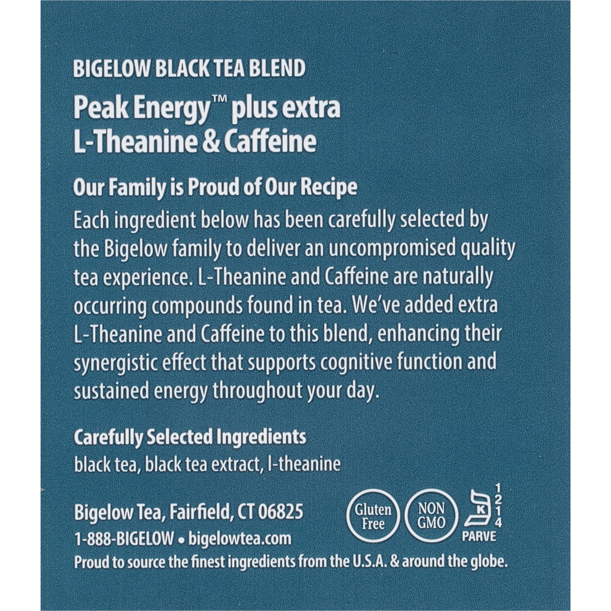 Bigelow Tea Peak Energy plus extra L-Theanine & Caffeine, 18 Count (Pack of 6), 108 Total Tea Bags Bigelow Tea uk supplements