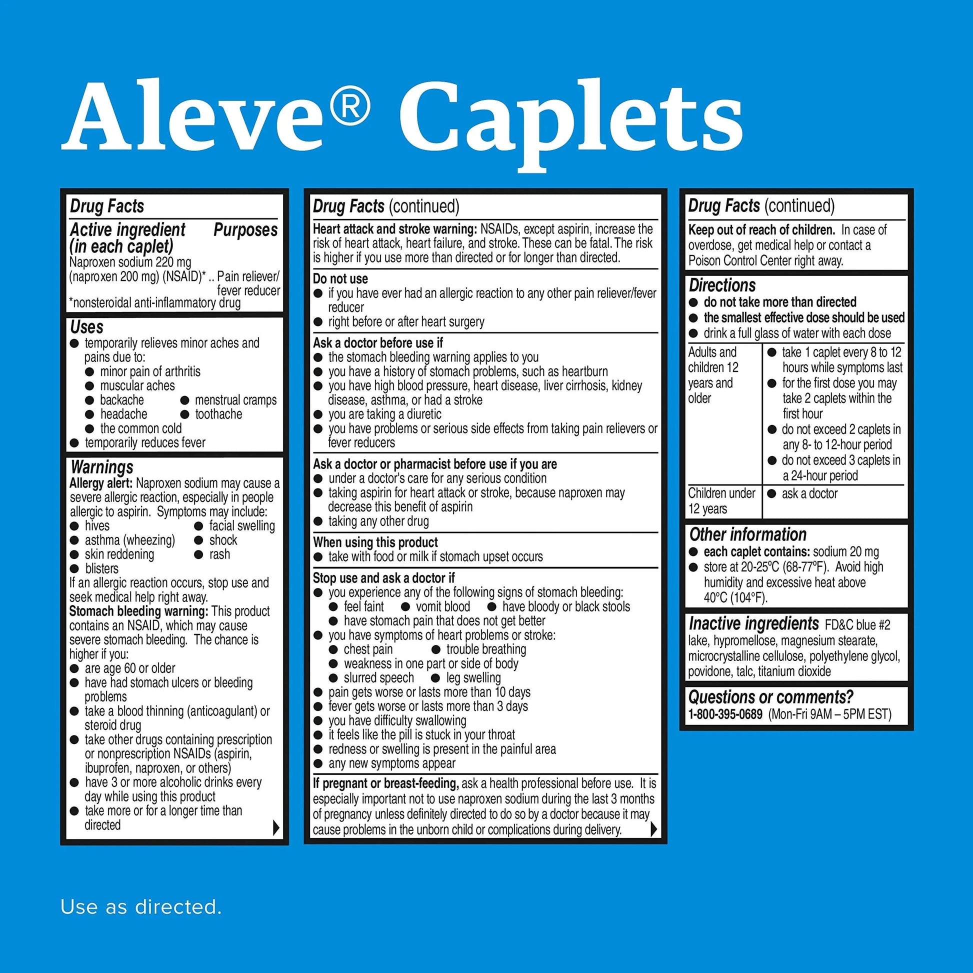 Aleve Caplets, Naproxen Sodium 220 mg (NSAID), Pain Reliever/Fever Reducer, #1 Orthopedic Surgeon Recommended, 270 Count Aleve uk supplements