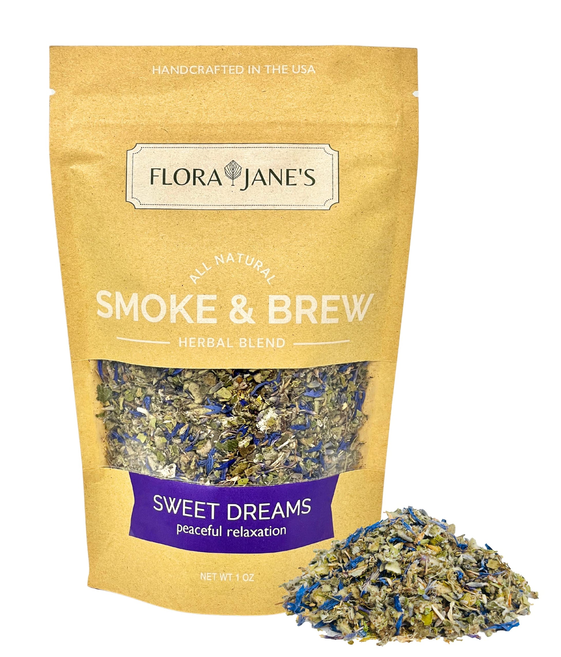 Smoke & Brew - Sweet Dreams Blend for Relaxation and Sleep - Caffiene Free Tea and Smoke Blend Flora Jane's uk supplements