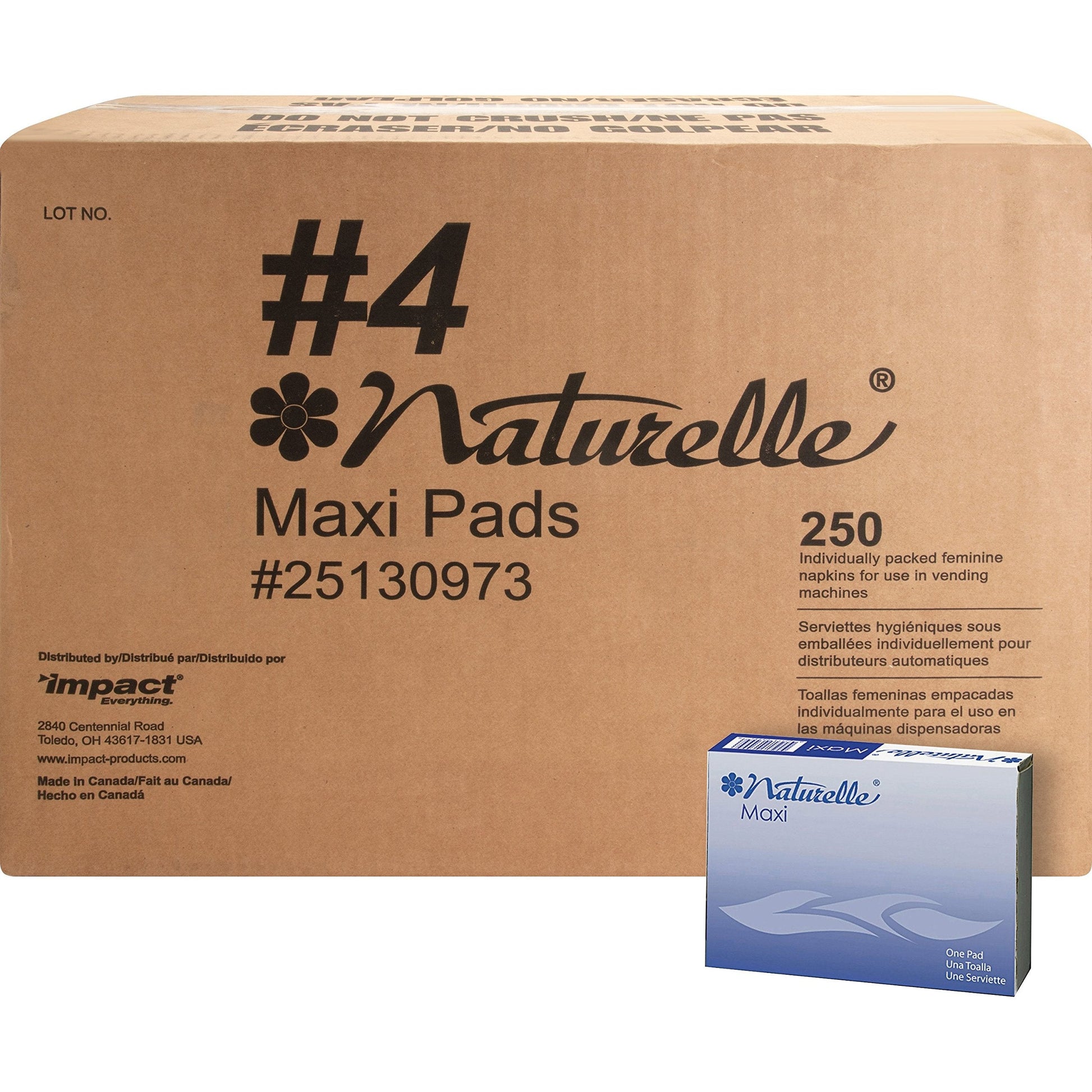 Impact Products 25130973 Maxi Pads, Naturelle, Regular, Vendor Refills, WE Rochester Midland uk supplements