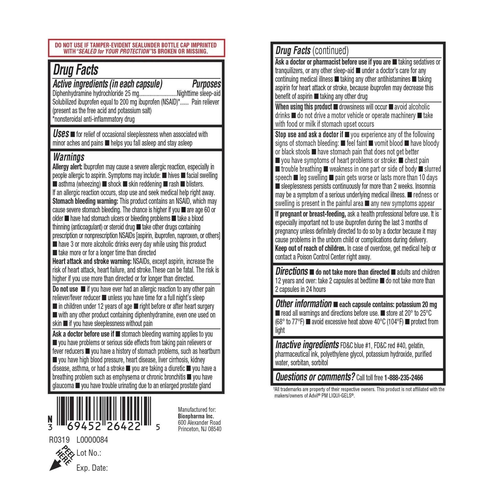 A+Health Ibuprofen PM Softgels, Pain Reliever/Nighttime Sleep Aid (NSAID), Ibuprofen 200mg and Diphenhydramine Hydrochloride 25mg, 120 Count A+Health uk supplements