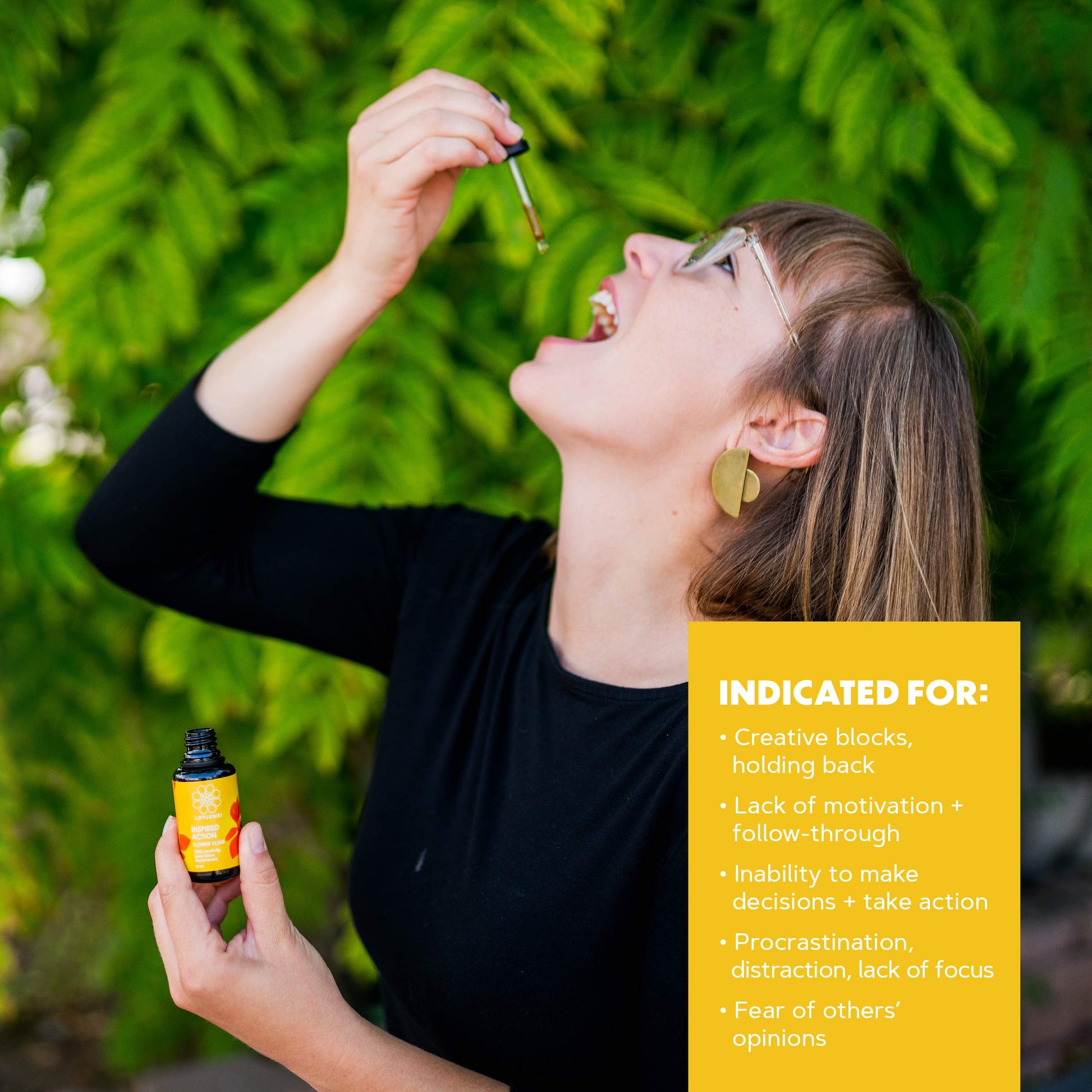 LOTUSWEI Inspired Action Flower Essence Elixir – Enhance Focus, Concentration, Mental Clarity & Creativity – Flower Remedy Supplement LOTUSWEI uk supplements