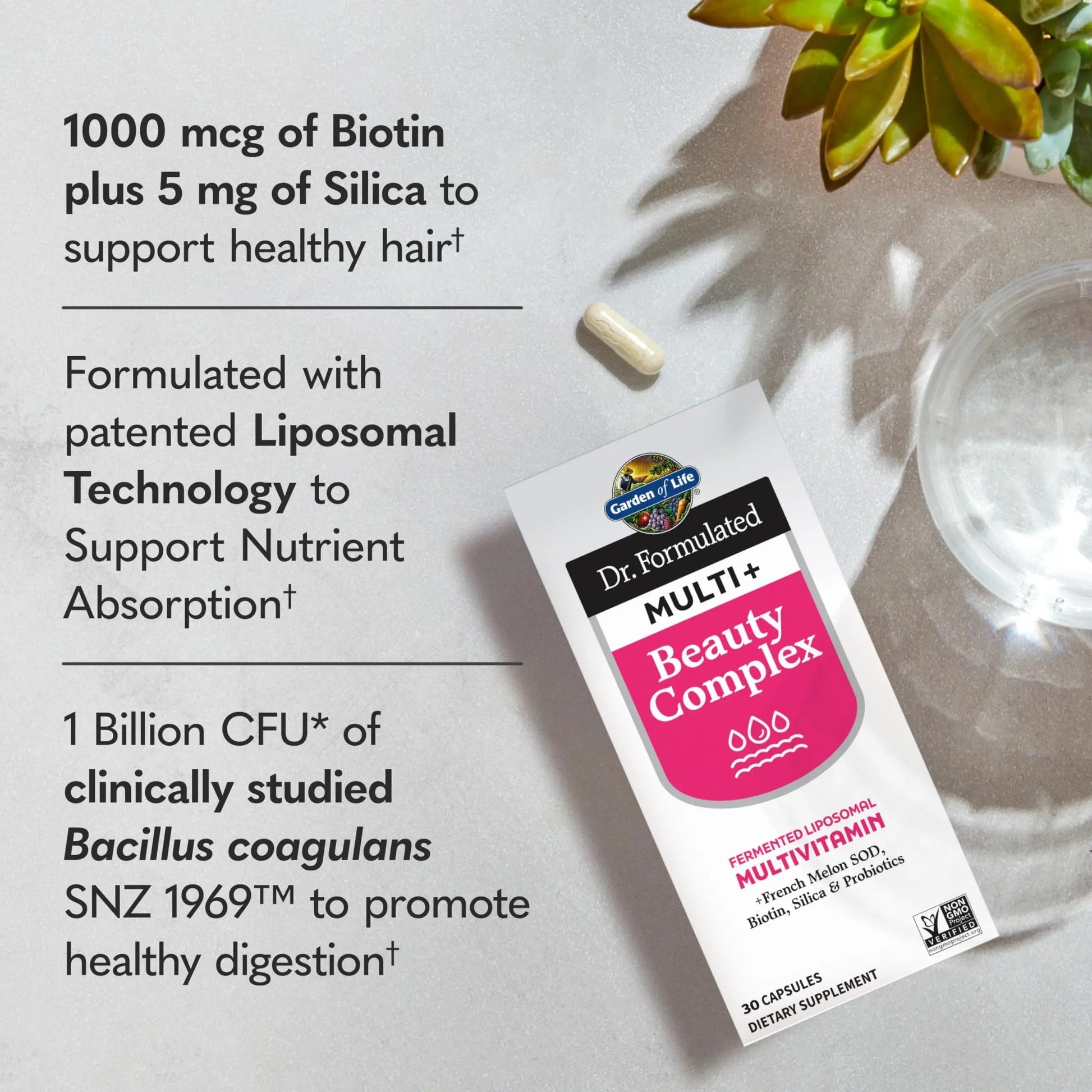 Garden of Life Dr Formulated Multi+ Beauty Complex Fermented Liposomal Multivitamin Plus Hair Skin and Nails Vitamins, French Melon SOD Garden of Life uk supplements