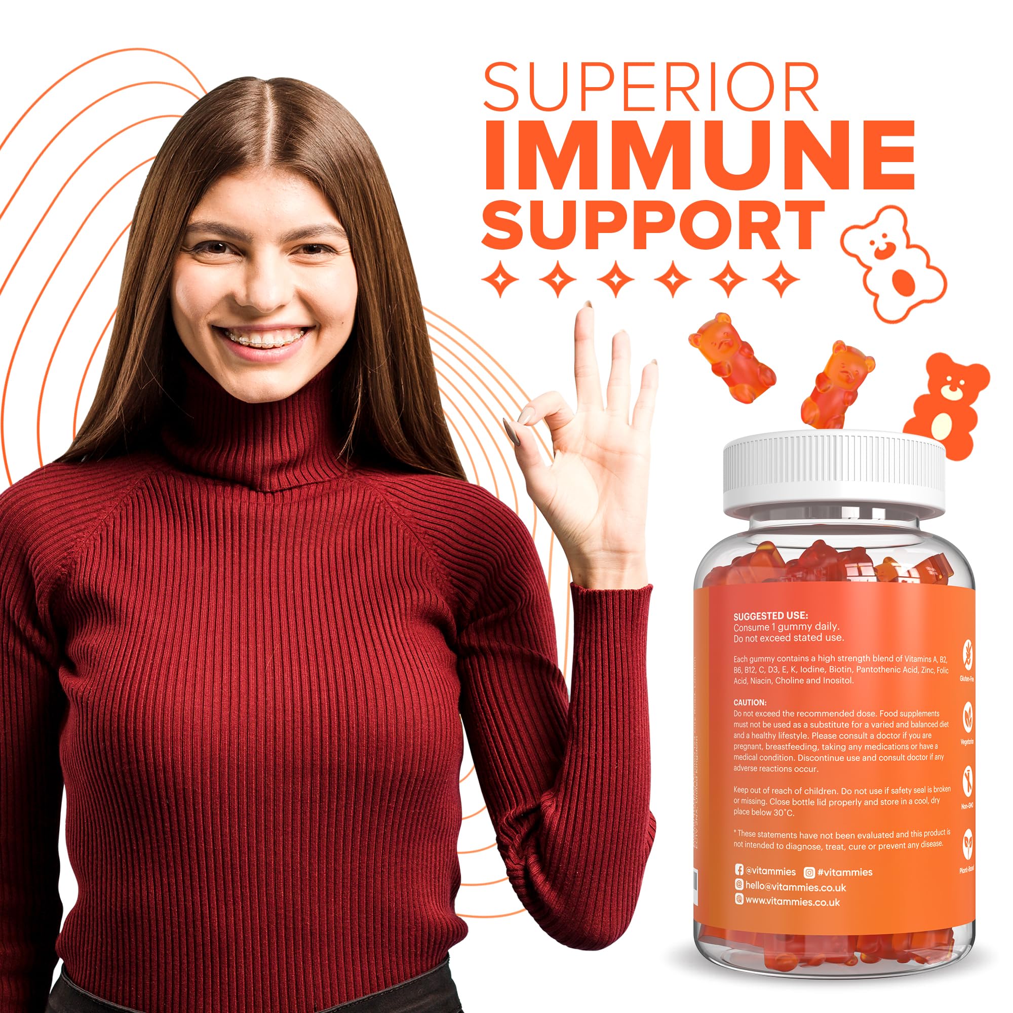 Multivitamin Gummies for Women & Men - 3 Months Supply - 18 Multivitamins & Minerals Vitammies uk supplements