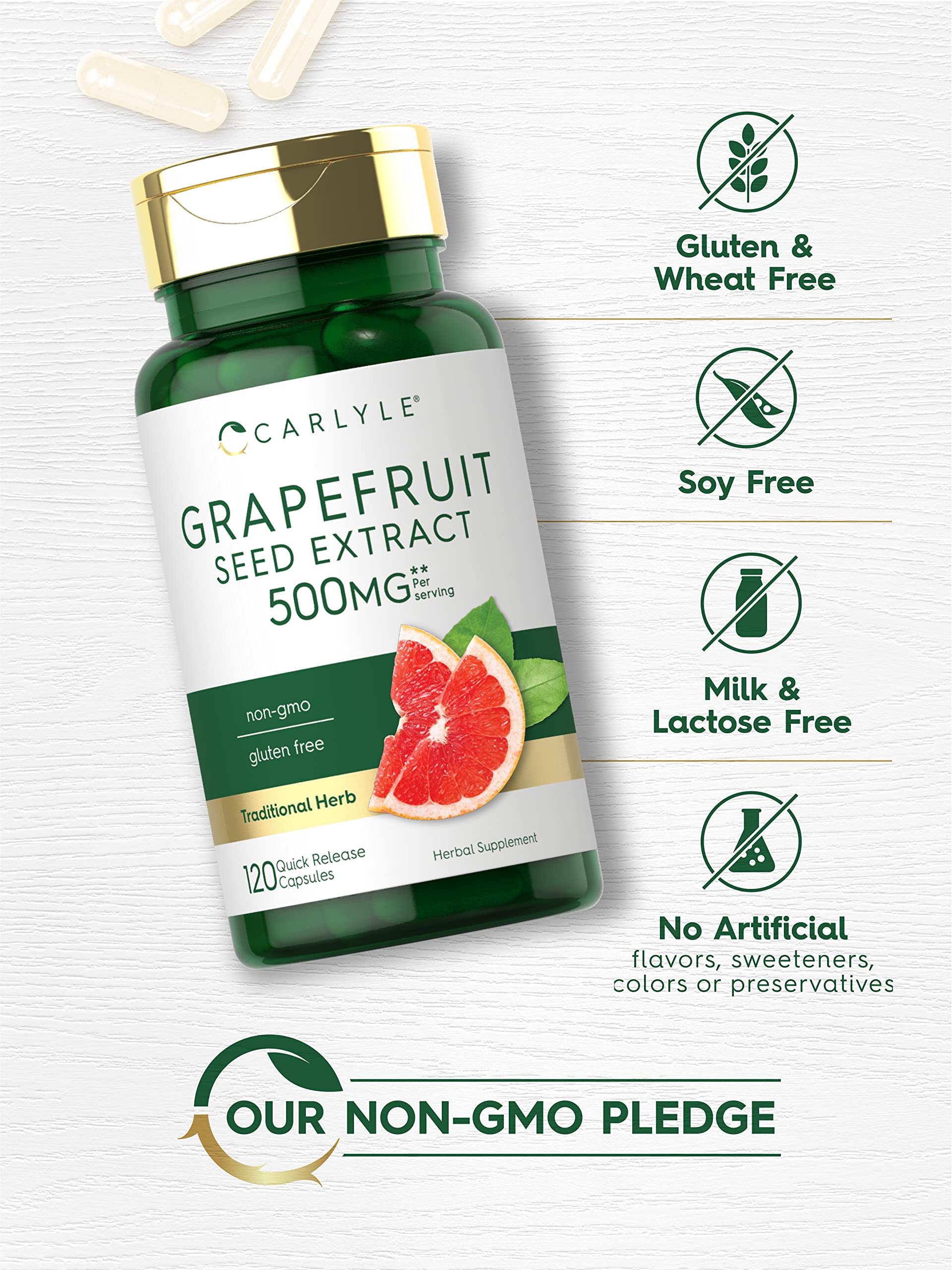 Carlyle Grapefruit Seed Extract | 500 mg 120 Capsules | Maximum Strength | Non-GMO Carlyle uk supplements