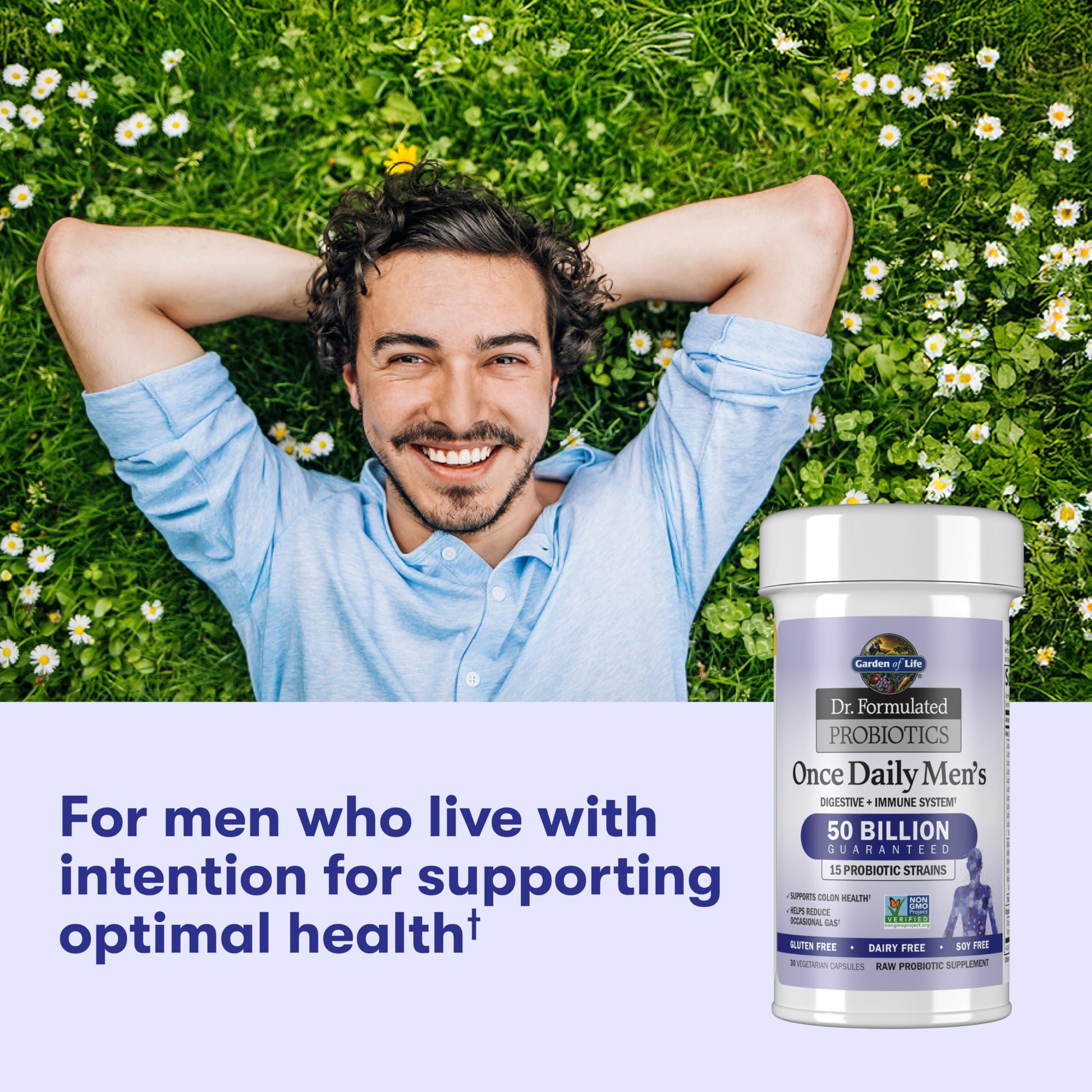 Garden of Life Probiotics for Men, Dr Formulated 50 Billion CFU 15 Probiotics for Digestive Health + Organic Prebiotic Fiber, Colon & Immune Support, Daily Gas Relief, Shelf Stable, 30 Capsules Garden of Life uk supplements