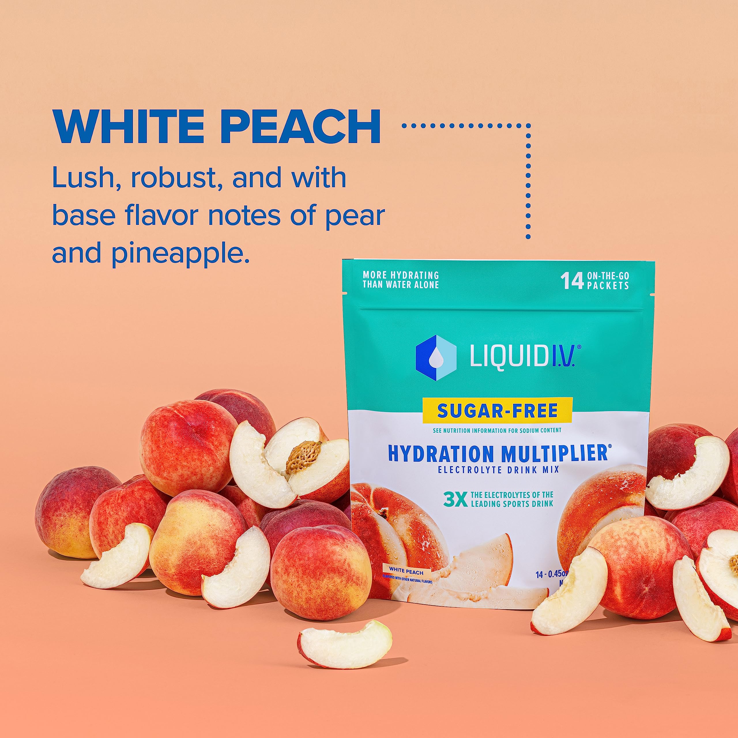 Liquid I.V. Sugar-Free Hydration Multiplier - White Peach – Hydration Powder Packets Liquid I.V. uk supplements
