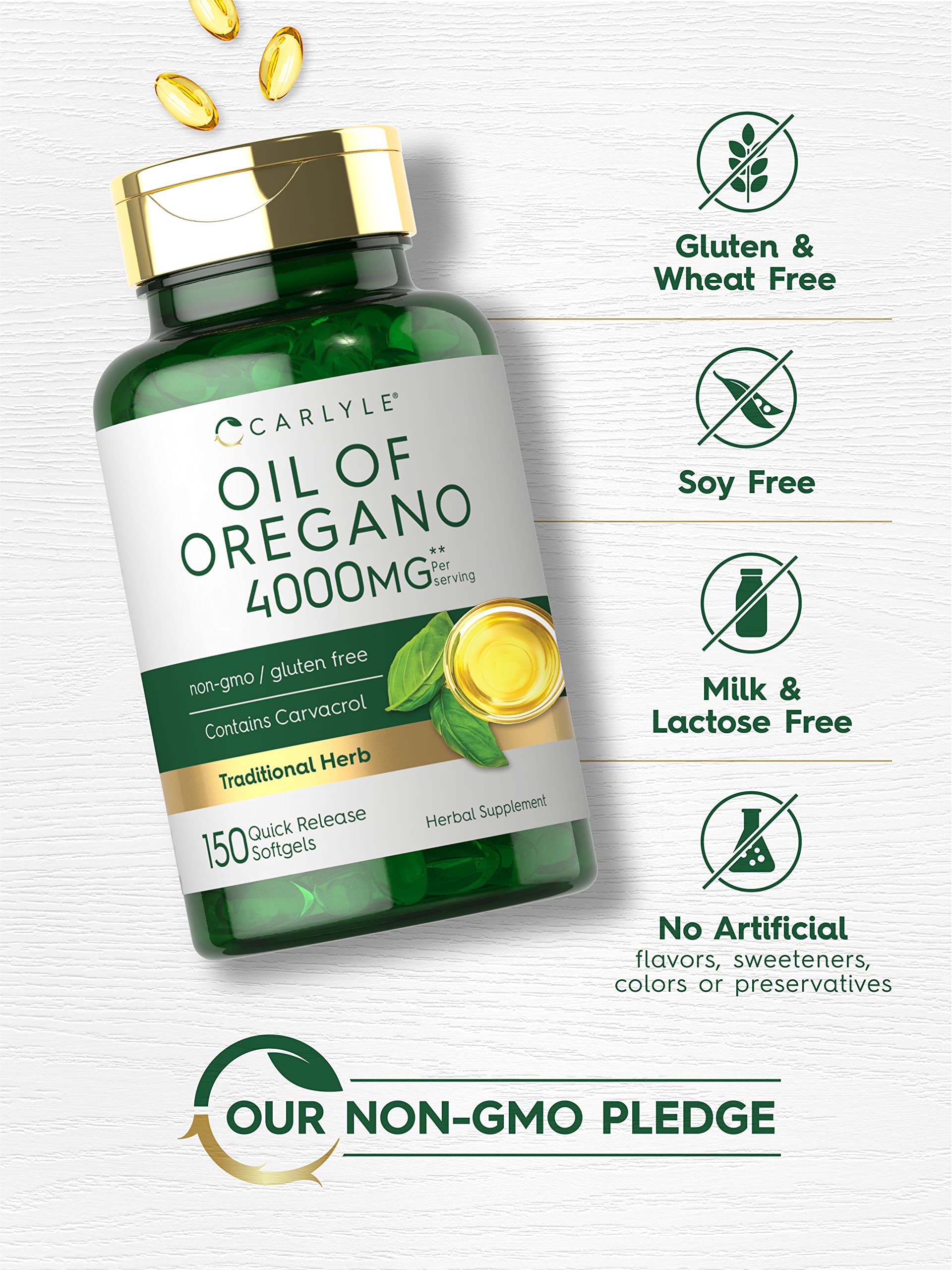 Oregano Oil Extract | Max Potency | 150 Softgel Capsules | Non-GMO and Gluten Carlyle uk supplements
