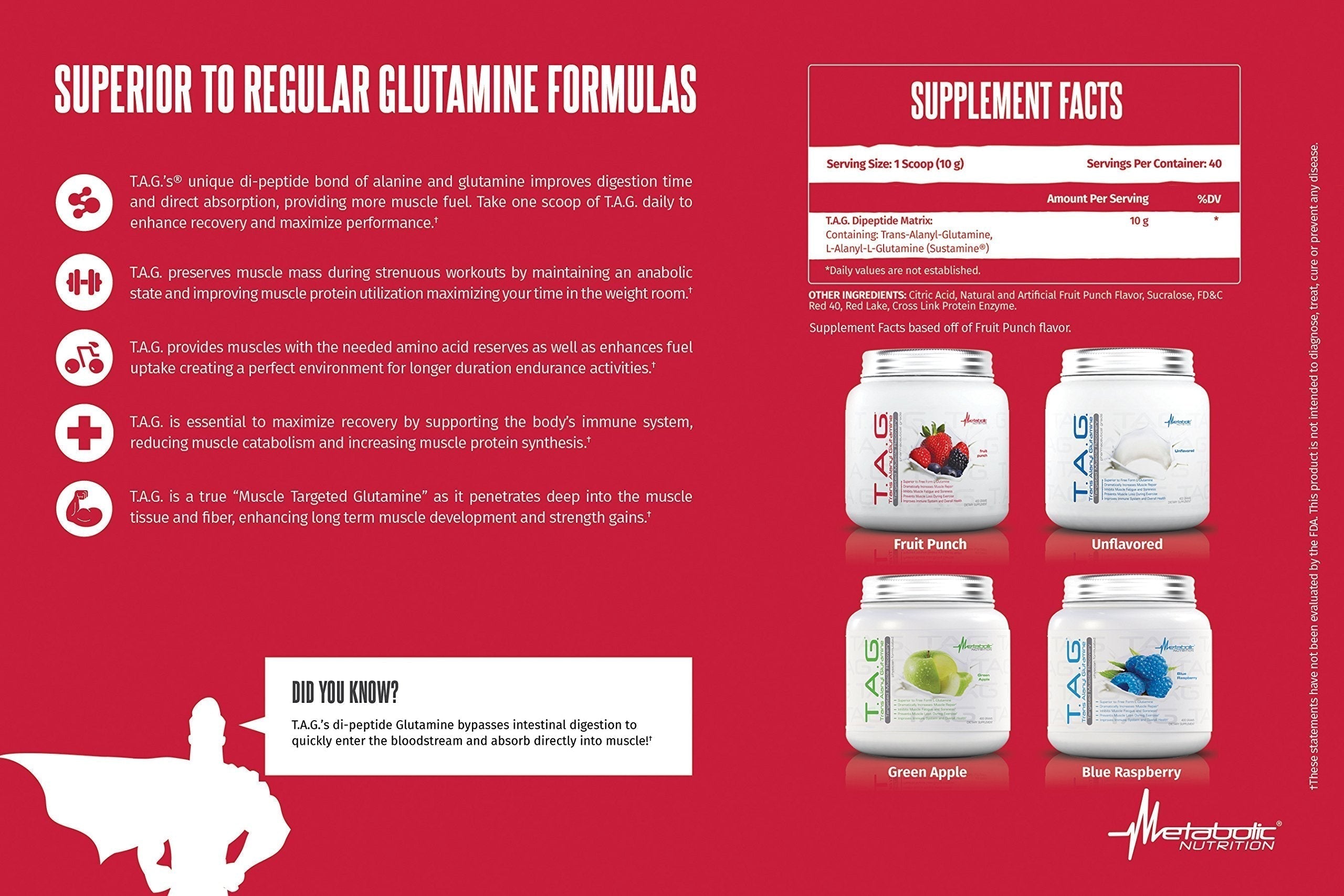 Metabolic Nutrition, TAG, Trans Alanyl Glutamine, 100% L-Glutamine Peptide Powder Metabolic Nutrition uk supplements
