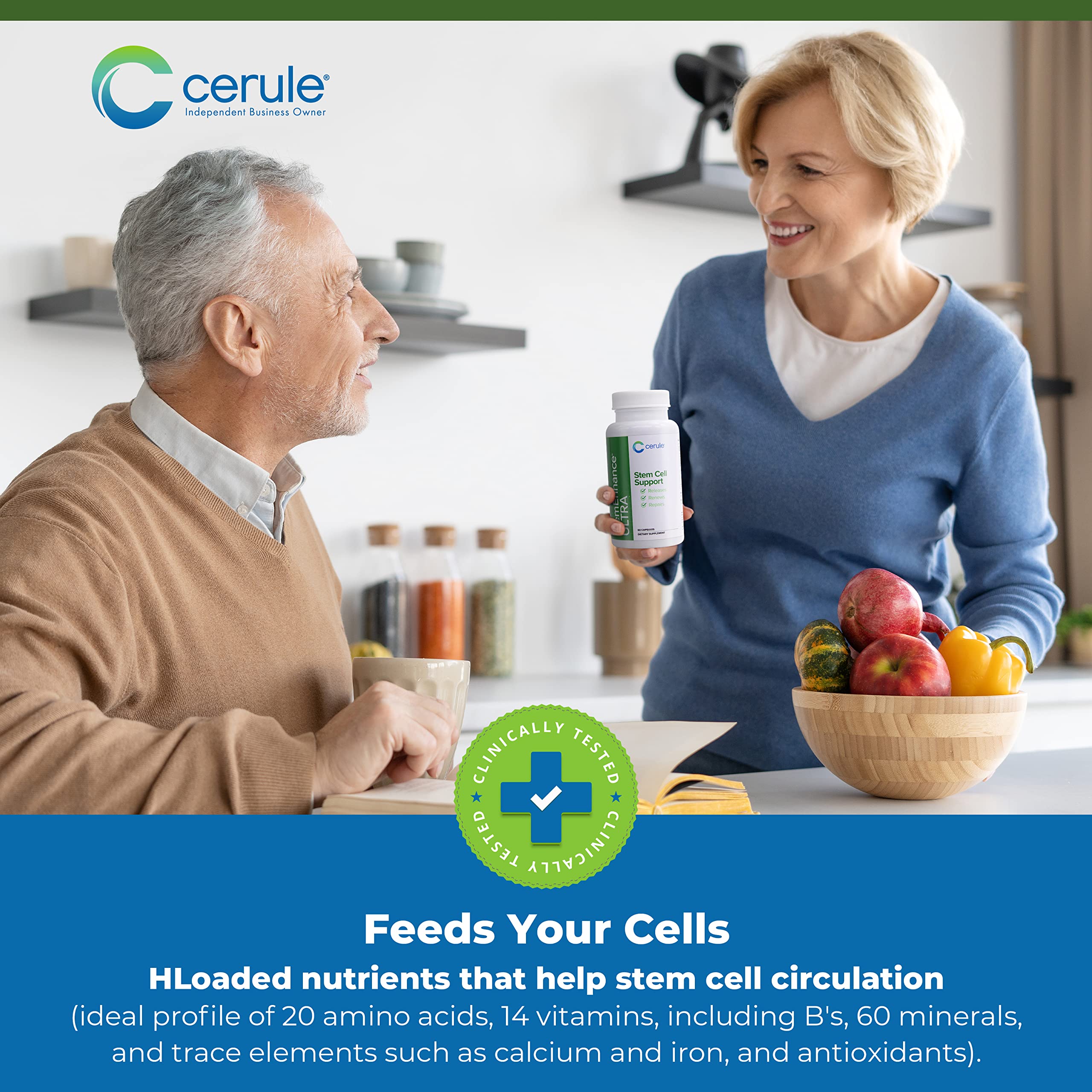 Cerule StemEnhance Ultra Natural Stem Cell Support Supplement – Freshwater Microalgae and Marine Macroalgae Extracts for Cellular Renewal, Immune Function, Energy, and Tissue Recovery – 60 Capsules Cerule uk supplements