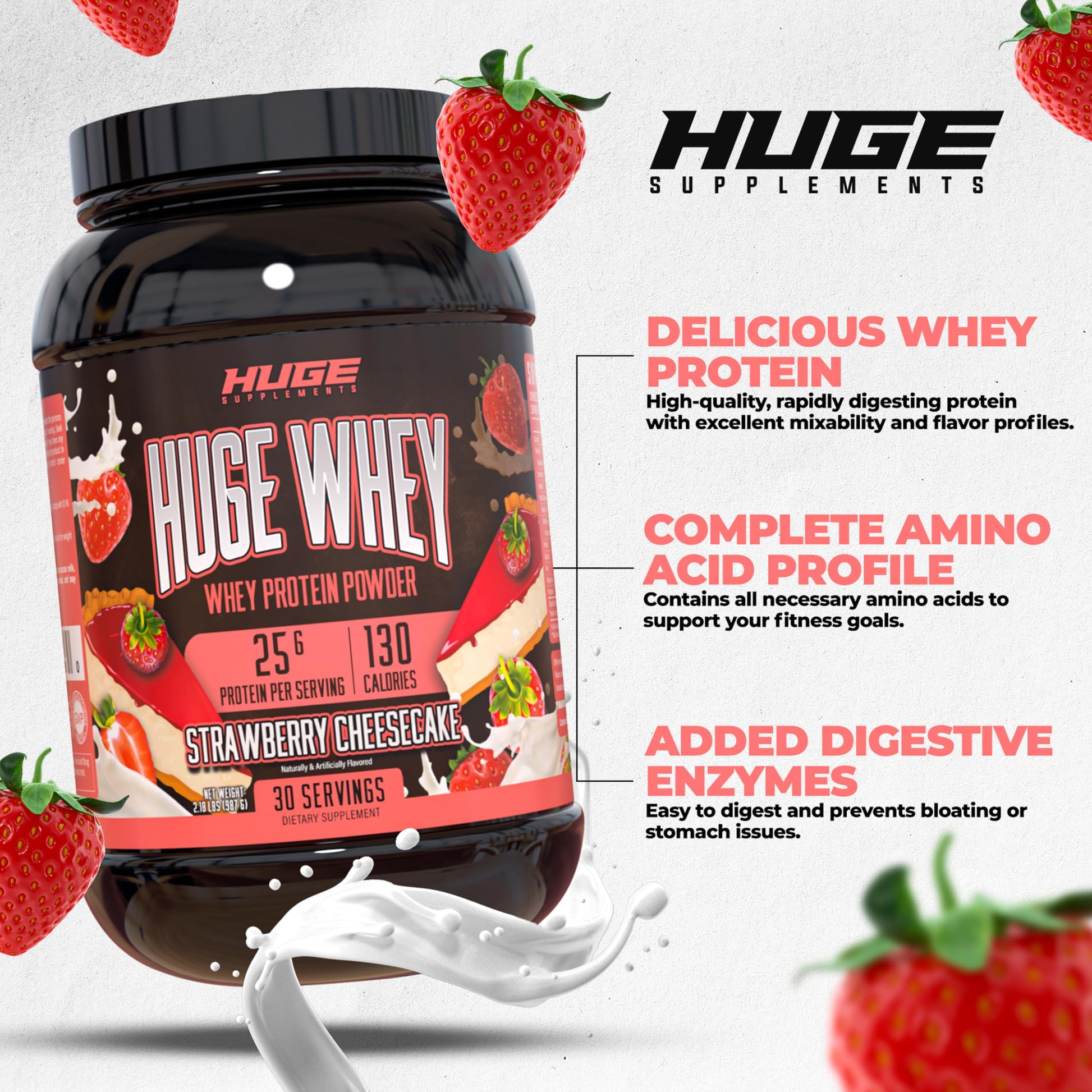 Huge Supplements, Whey Protein Concentrate Powder, Clinically Dosed Formula, 25g Huge Supplements uk supplements