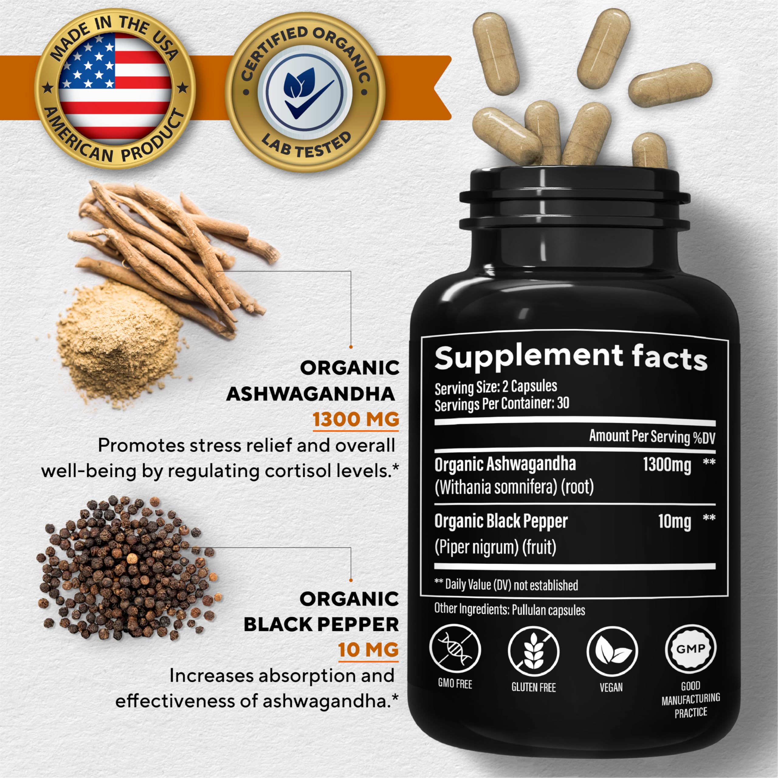 VitaUp Organic Ashwagandha Capsules 1310 mg - USA Made Ashwagandha Supplements VitaUp uk supplements
