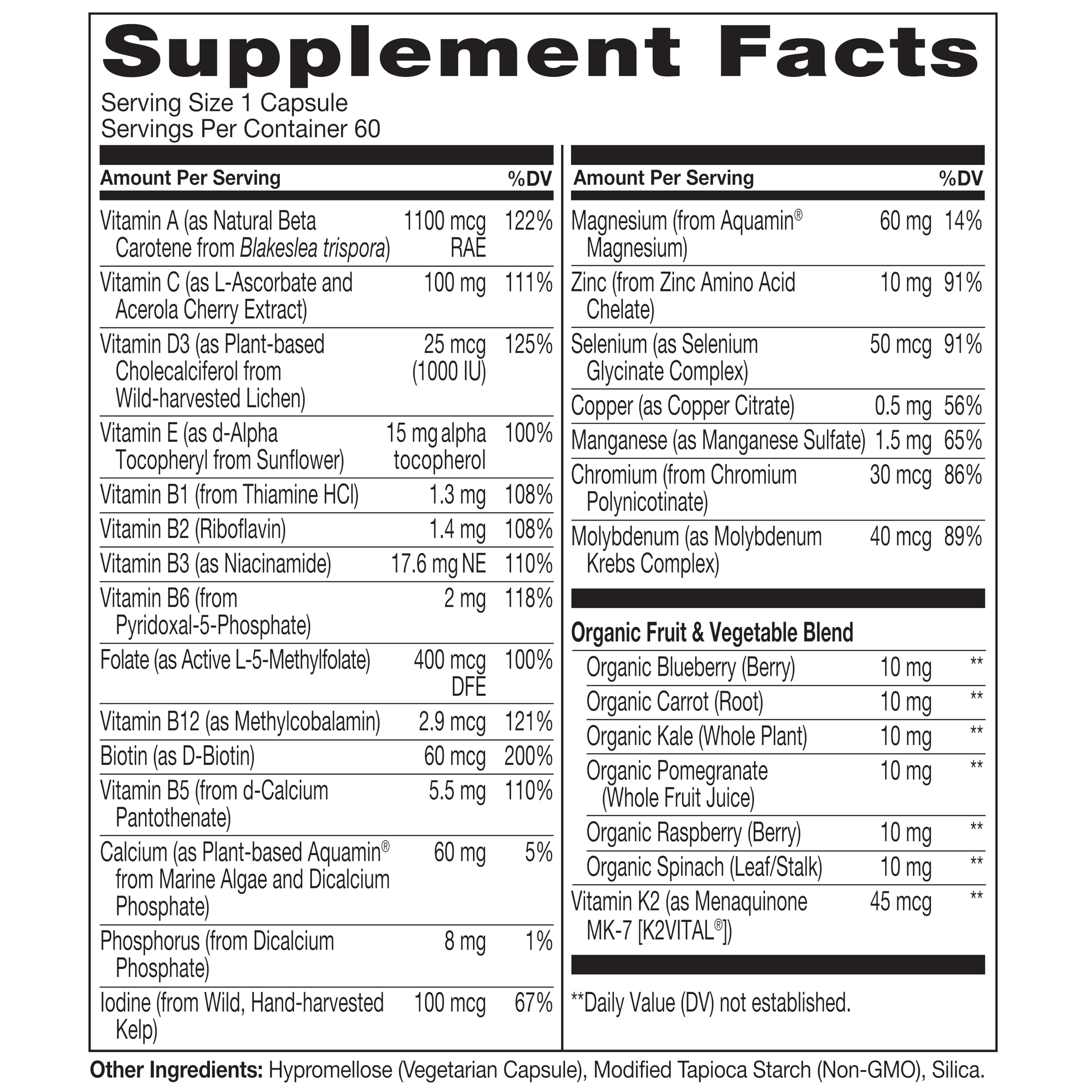 NATURELO Mens Multivitamins for Men 50+ - One Daily Multivitamin for Men with Vitamins, Minerals & Organic Whole Foods, Boost Energy & Health, Non-GMO, 60 Vegetarian Capsules NATURELO uk supplements