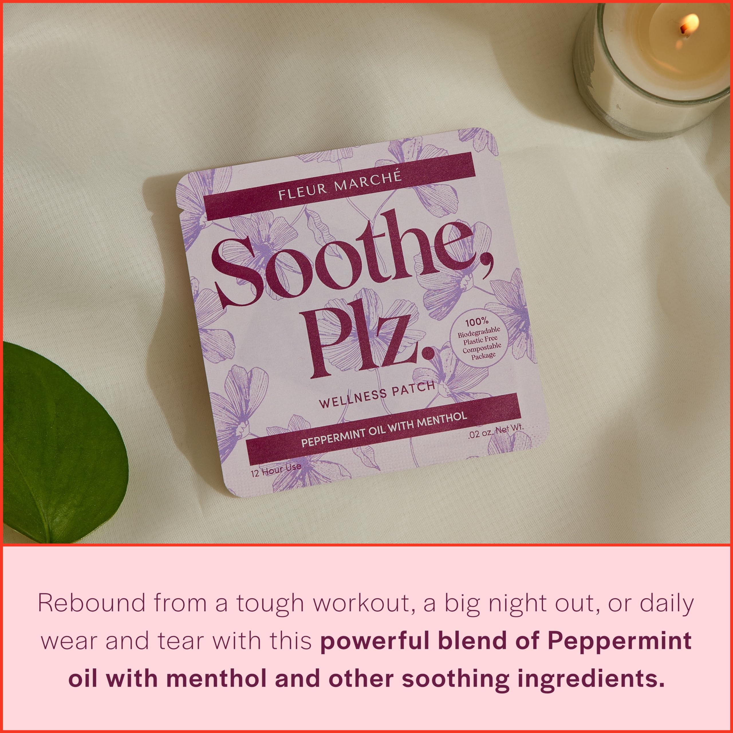 Fleur Marche Soothe, Plz. Botanical Patch - Muscle Recovery Patch with Peppermint Oil & Menthol - Post Night Out, Post Workout, or Daily Relief - Highly Bioavailable - 7 Patches Fleur Marché uk supplements