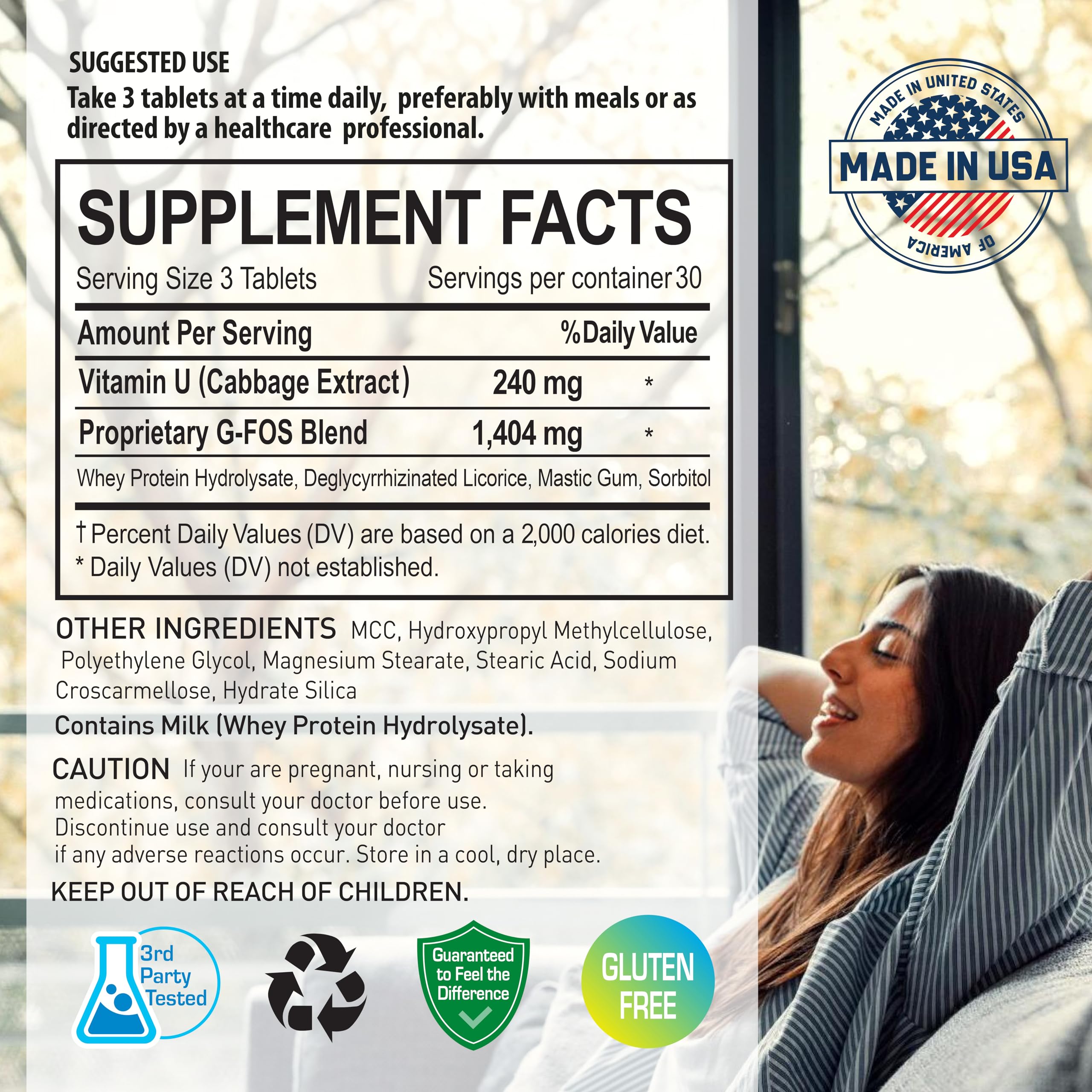 NANOWELL G-FOS Digestive Health Supplement, Vitamin U - 90 Tablets X 2 Bottles for 2 Months (180 Count) NANOWELL uk supplements